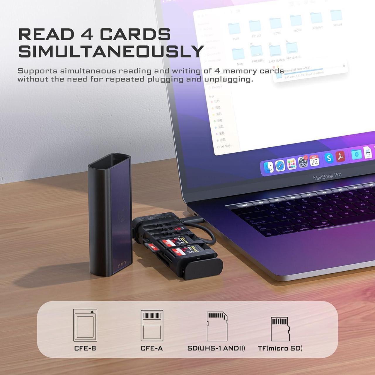 Alt view image 2 of 6 - USD 3.2 10GBps Pro Reader Versatile CF Express A,CF Express B, SD, and Micro SD Card Reader & Holder for Photography and Videography Professionals