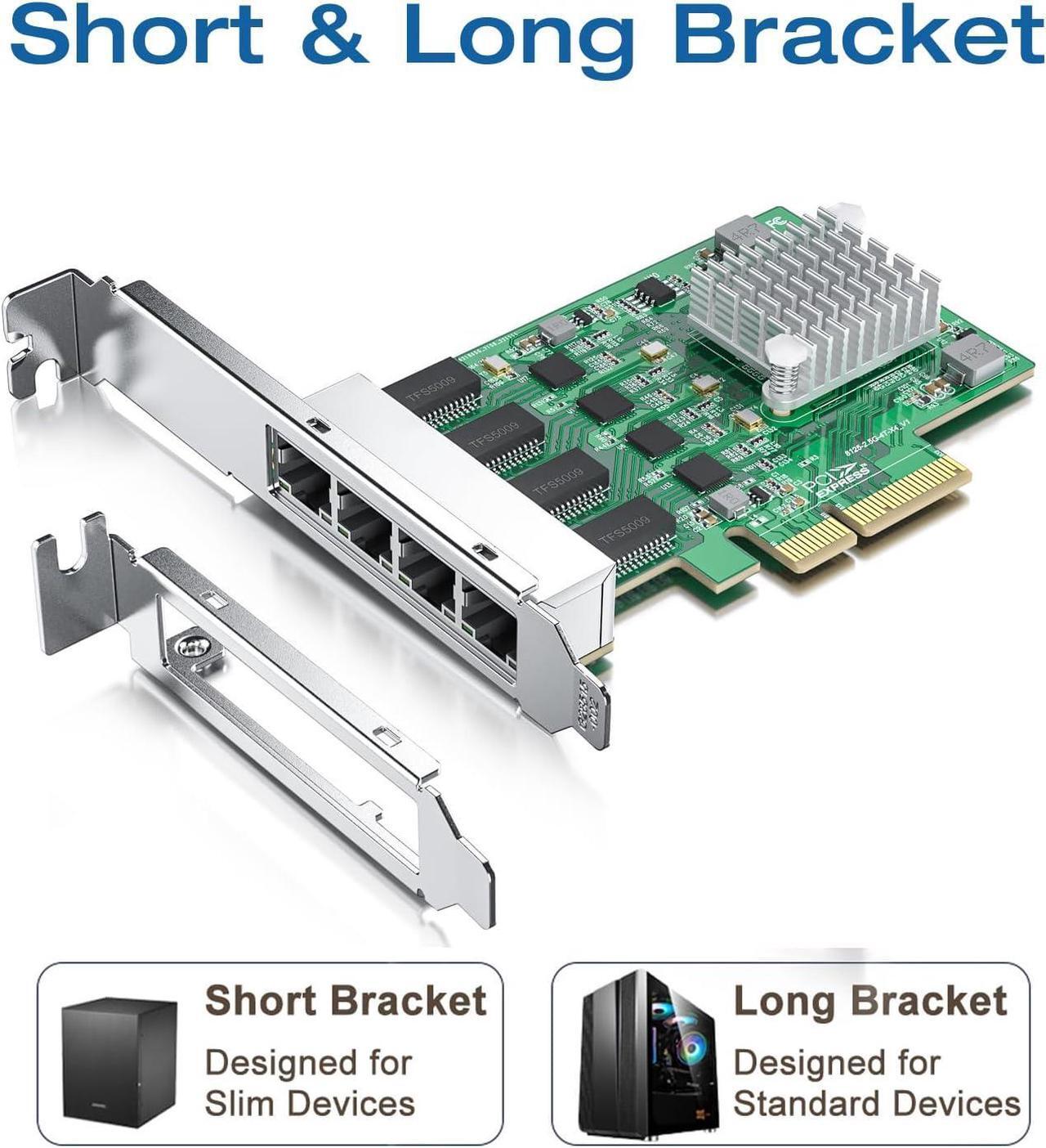 Alt view image 3 of 7 - 2.5Gbase-T PCIe NIC with Realtek RTL8125 Chip, 2.5Gb Network Card, 2500/1000/100 Mbps,Quad RJ45 Ports, PCIe X4, Ethernet Card for Windows/Windows Server/Linux
