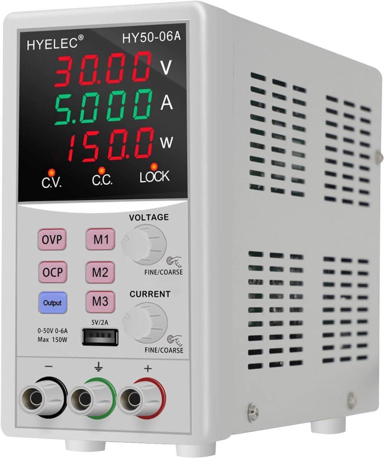 Main image of DC Power Supply,50V 6A 150W Switching Regulated Bench Power Supply with Memory, 4-Digit LED Display, 110V Input Voltage, 5V2A USB Interface, Coarse and Fine Adjustments