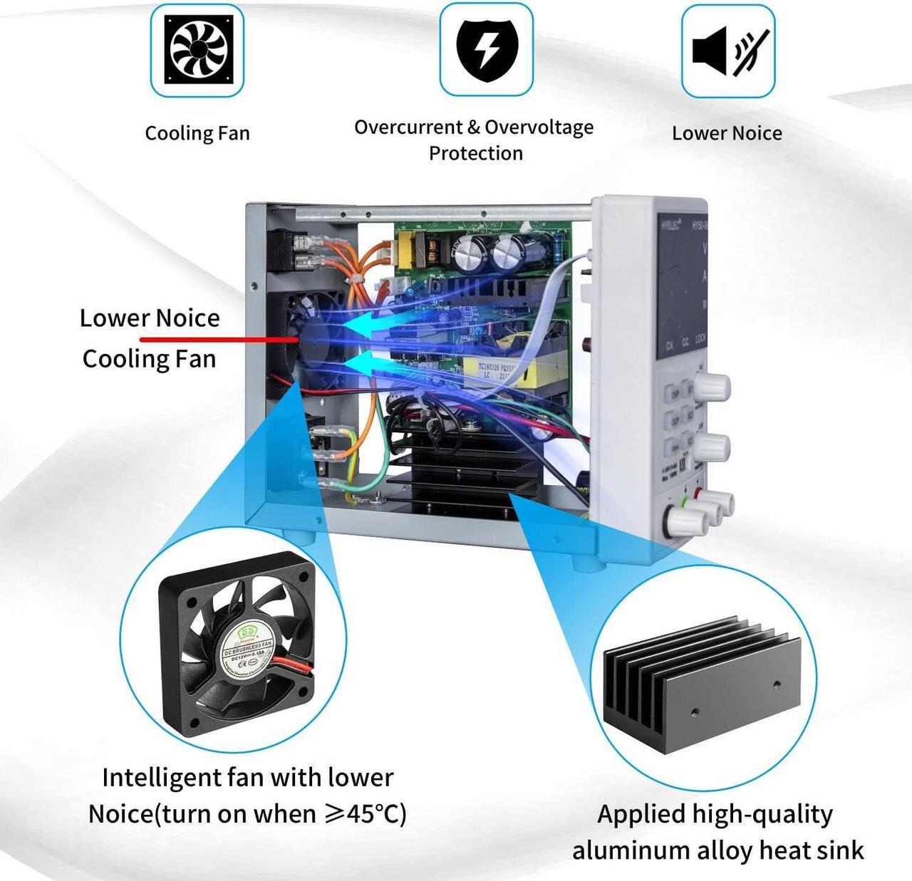 Alt view image 4 of 6 - DC Power Supply,50V 6A 150W Switching Regulated Bench Power Supply with Memory, 4-Digit LED Display, 110V Input Voltage, 5V2A USB Interface, Coarse and Fine Adjustments