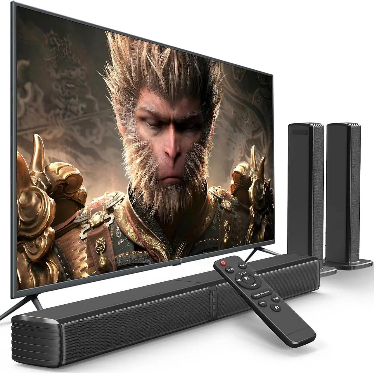 Main image of Sound Bar, Bass Speakers for Smart TV with Dual Subwoofer 3D Surround Sound System, 32 Inch 2.2CH Home Theater Audio Soundbar, HDMI ARC Connection, 2 in 1 Detachable & Wall Mountable