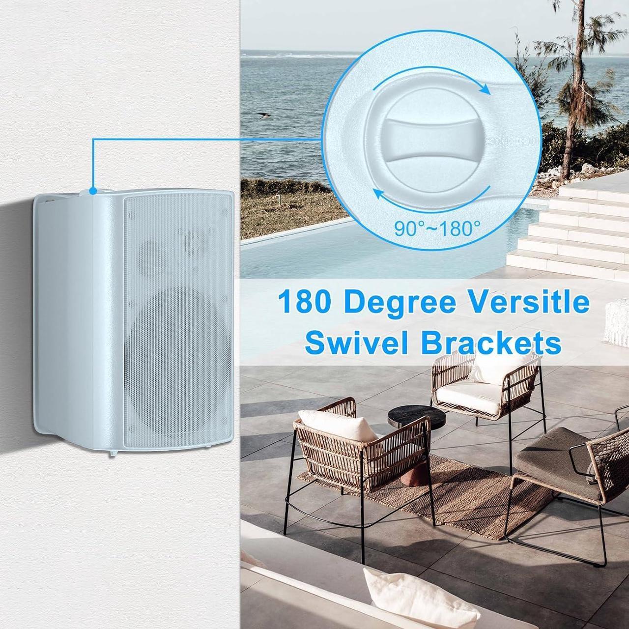 Alt view image 3 of 7 - 6.5 Inch 400W Outdoor Speakers Wired Waterproof Passive with Powerful Bass,Wall Mount Speakers for Patio Garage Covered Deck,All-Weather Durability (Pair,Black)