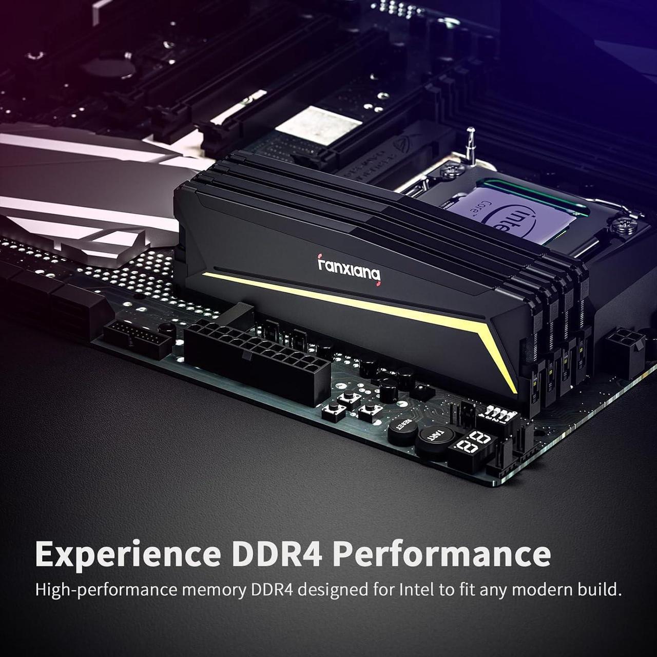 Alt view image 3 of 7 - DDR4 RAM 32GB (2x16GB) 3200Mhz CL22 1.2V Desktop Computer Memory,Exclusively Compatible with Intel Platforms,Ideal for Gaming, Streaming, and Professional Application - Black