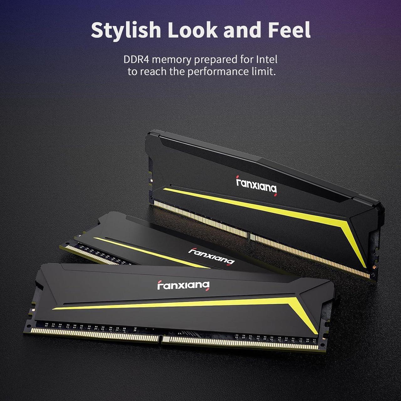 Alt view image 2 of 7 - DDR4 RAM 32GB (2x16GB) 3200Mhz CL22 1.2V Desktop Computer Memory,Exclusively Compatible with Intel Platforms,Ideal for Gaming, Streaming, and Professional Application - Black