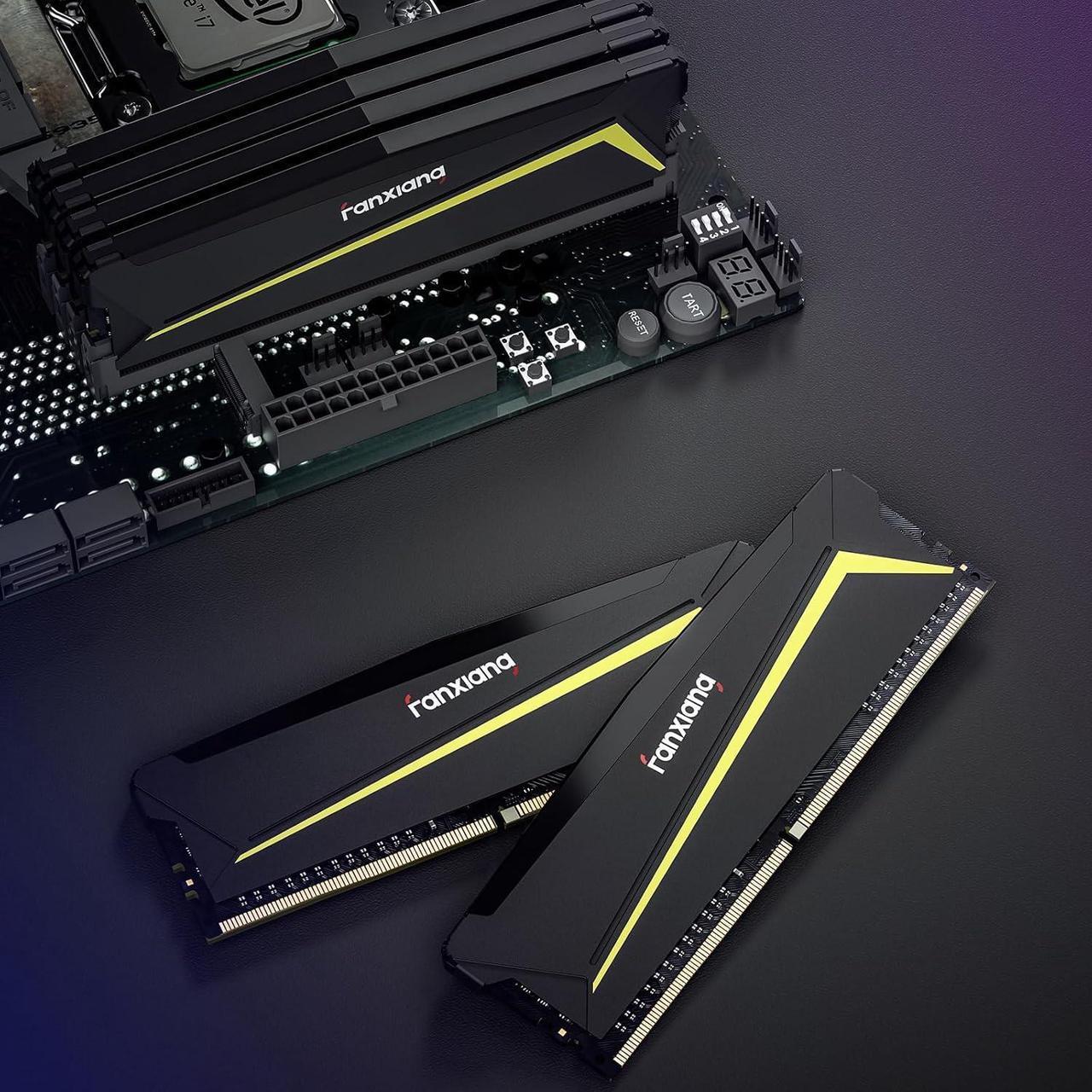 Alt view image 7 of 7 - DDR4 RAM 32GB (2x16GB) 3200Mhz CL22 1.2V Desktop Computer Memory,Exclusively Compatible with Intel Platforms,Ideal for Gaming, Streaming, and Professional Application - Black