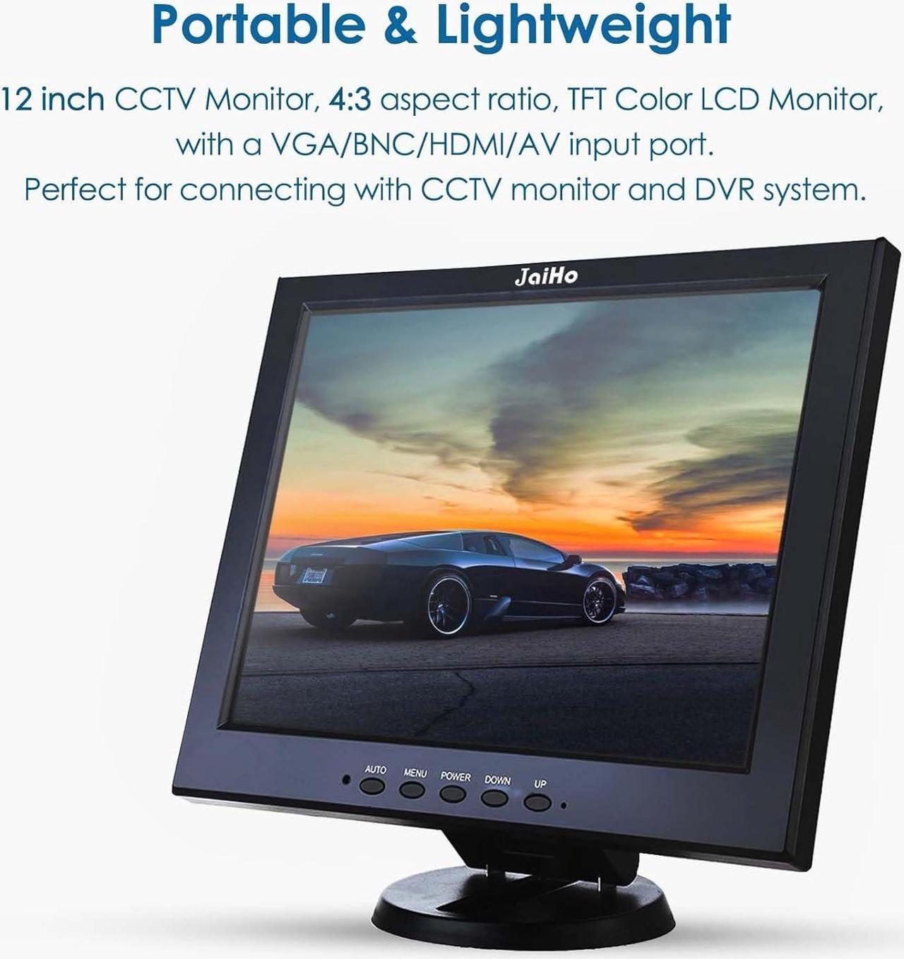 Alt view image 5 of 7 - 12 Inch LCD Security CCTV Monitor, 800x600 4:3 Resolution Color TFT LCD Display Screen with VGA/HDMI/AV/BNC/MIC USB Ports for Surveillance Camera, STB and Other Video Equipment