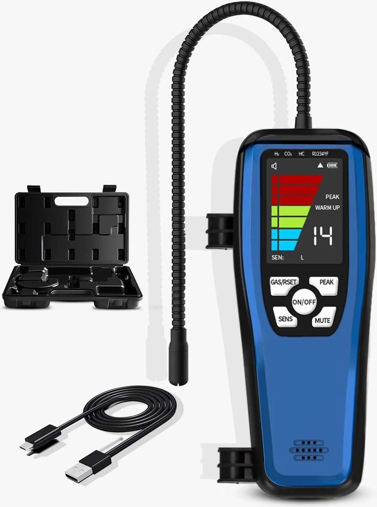 Main image of Aprvtio ALD-200 ASHP Freon Leak Detector Battery Powered, Freon Sniffer Automotive Halogen Gas Leak Detector Detect R22, R134a, R415b, R417a CFCs HCFCs HFCs HCs