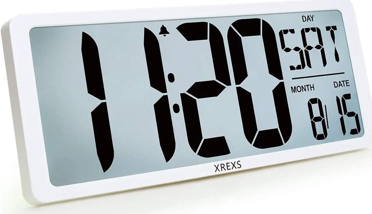 Main image of Large Digital Wall Clock with Backlight, 16.9 Inch Jumbo LCD Screen with Time/Calendar/Temperature Display, Alarm Clocks for Bedroom Home Decor, Count Up & Down Timer (Batteries Included)