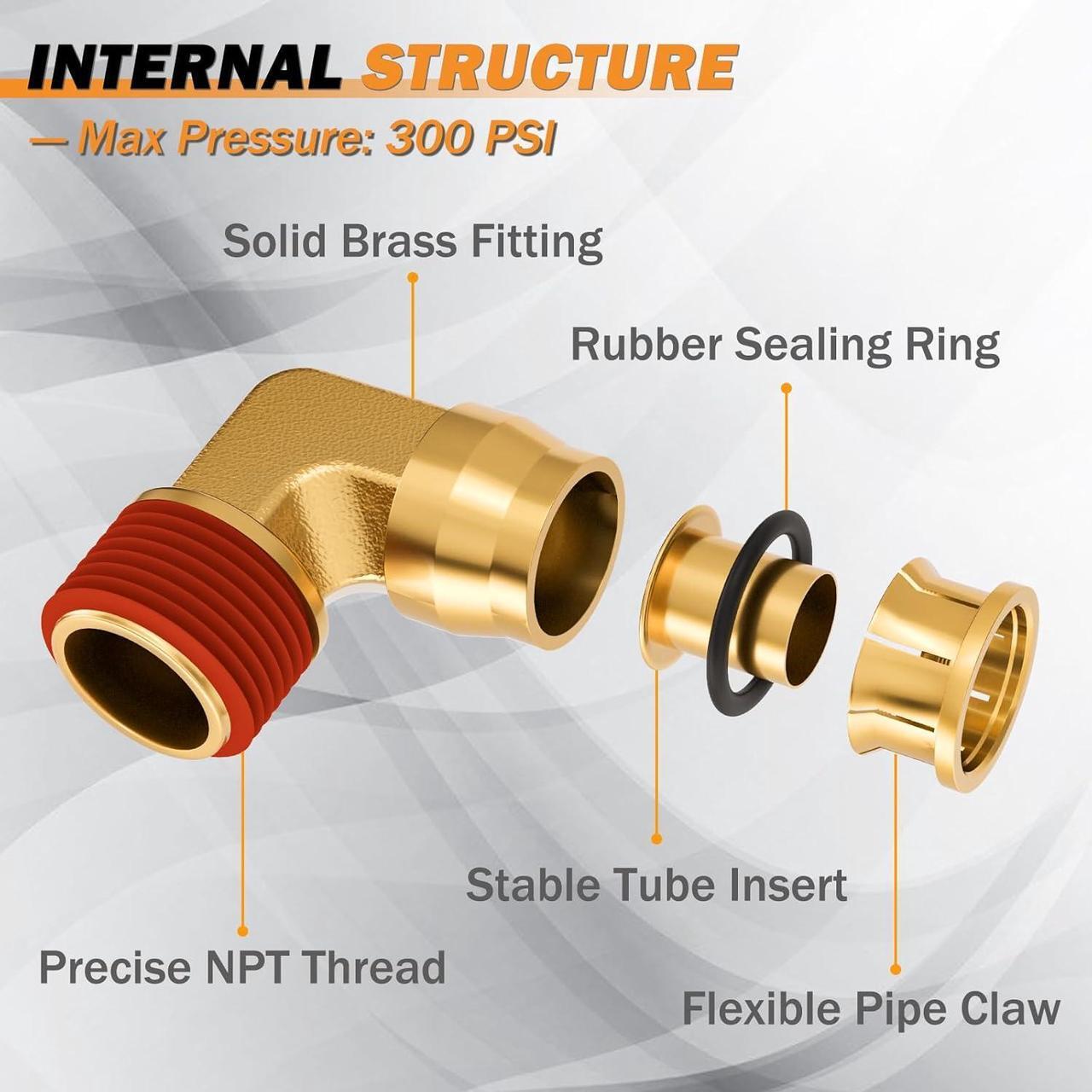 Alt view image 3 of 7 - 34 Pcs Brass DOT Air Brake Line Fittings Assortment 1/4" 3/8" 1/2" Air Line Quick Connect Fittings Push to Connect Air fittings Kit with NPT Thread for Semi Trucks or Industrial Air System