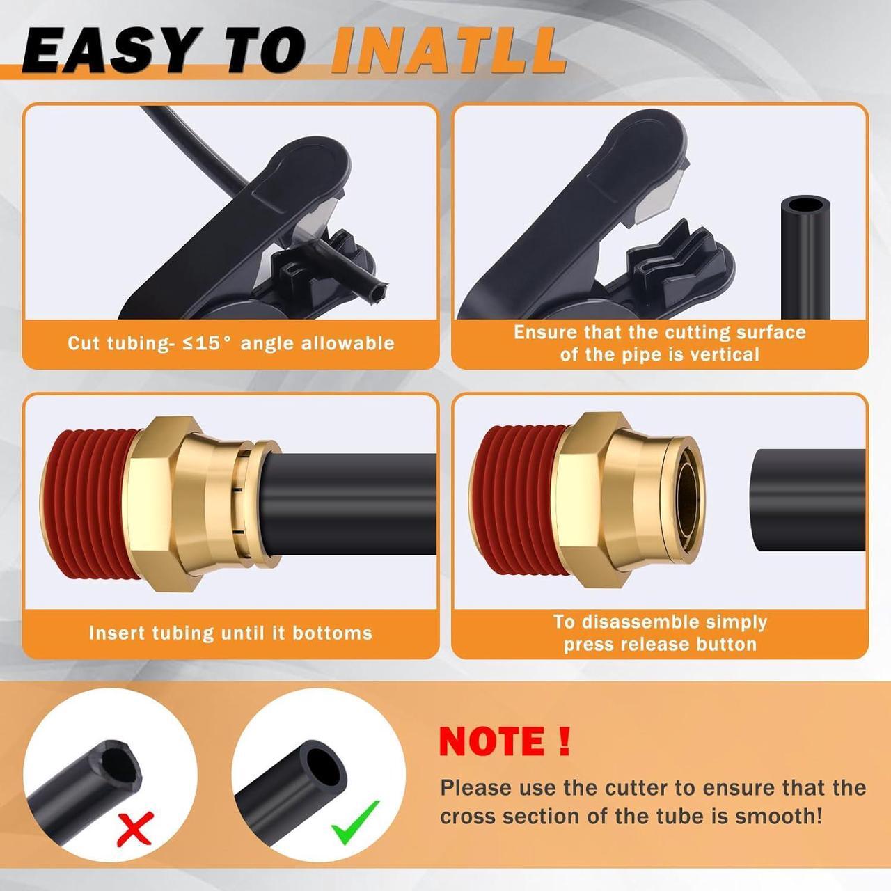 Alt view image 5 of 7 - 34 Pcs Brass DOT Air Brake Line Fittings Assortment 1/4" 3/8" 1/2" Air Line Quick Connect Fittings Push to Connect Air fittings Kit with NPT Thread for Semi Trucks or Industrial Air System