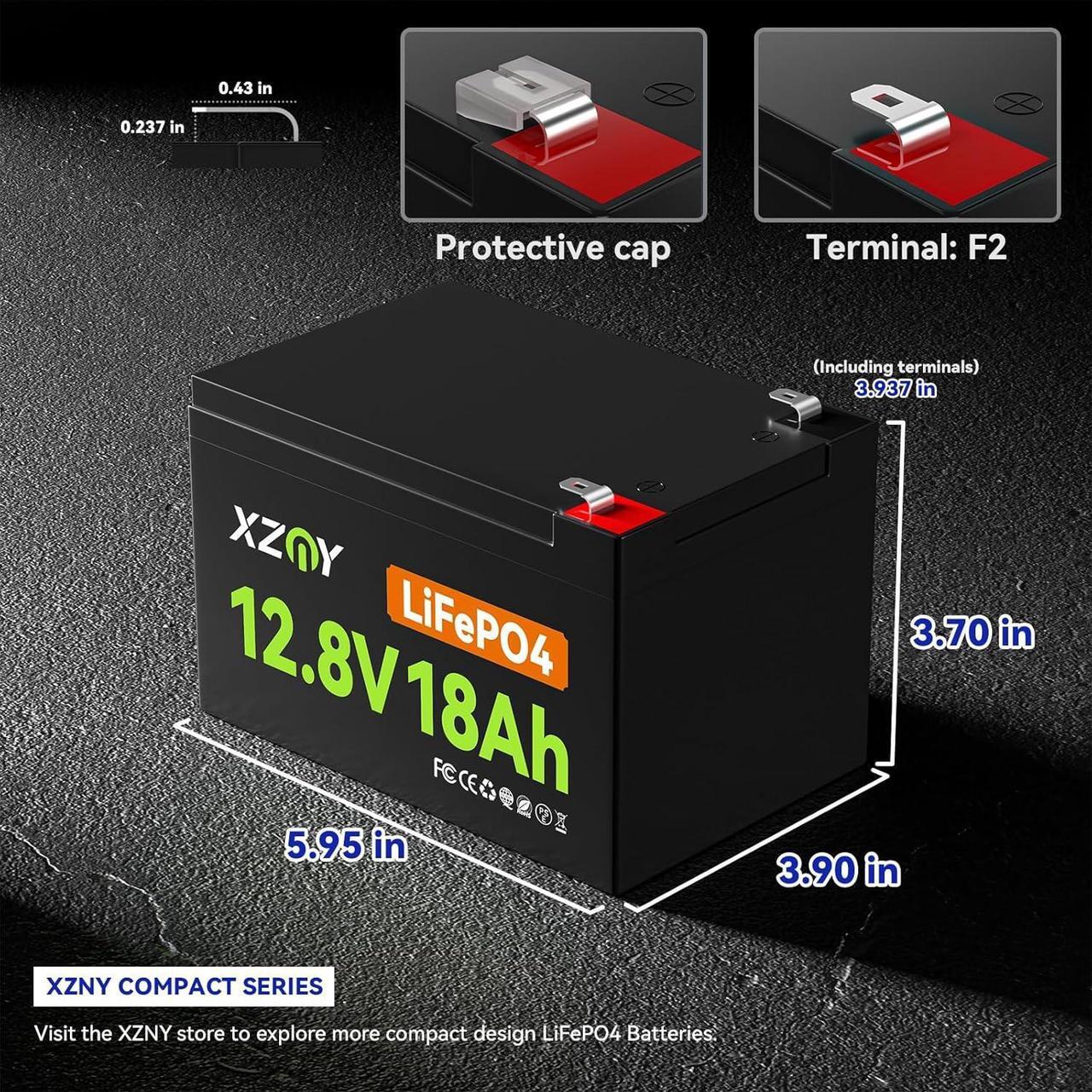 Alt view image 2 of 7 - Compact 12V 18Ah LiFePO4 Lithium Battery, 3000+ Cycles 12 volt Lithium Battery Built-in 20A BMS, 12V 18Ah Battery for Garmin Fish Finder Battery, Power Wheels, Mobility Scooter, Lighting Supply