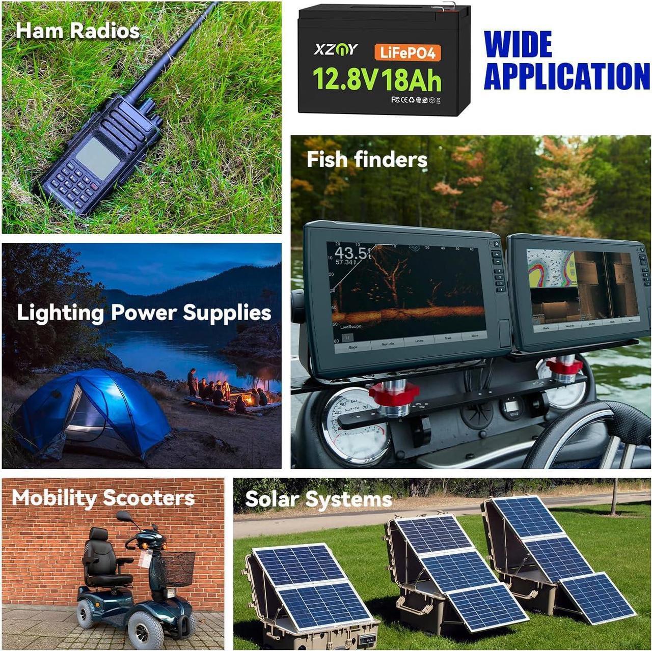 Alt view image 6 of 7 - Compact 12V 18Ah LiFePO4 Lithium Battery, 3000+ Cycles 12 volt Lithium Battery Built-in 20A BMS, 12V 18Ah Battery for Garmin Fish Finder Battery, Power Wheels, Mobility Scooter, Lighting Supply
