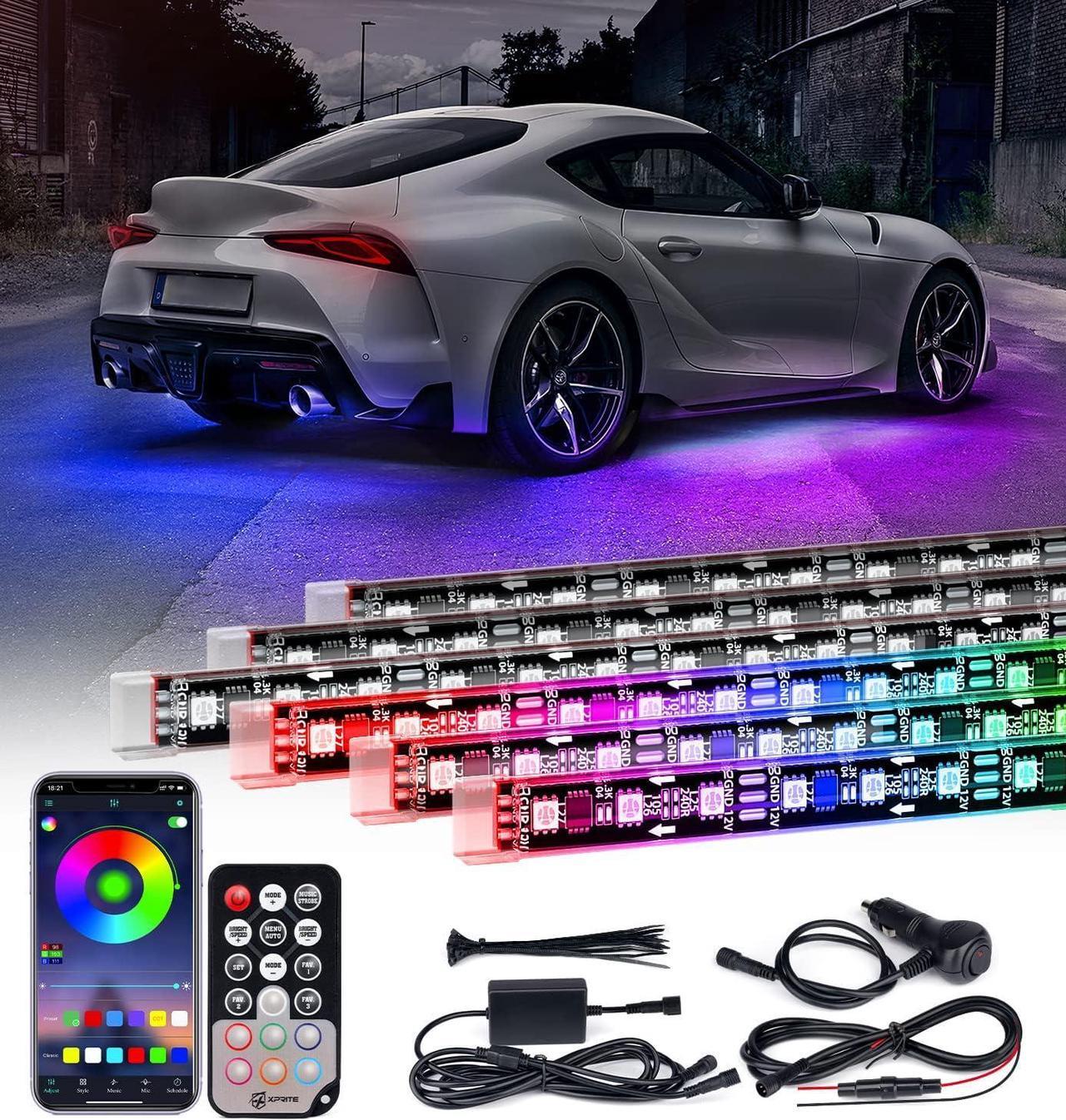 Main image of Car Underglow Light, 6 Pcs Under Glow Kit for Car with Dream Color Dancing Chasing, App & Remote Control 16 Million Colors Sound & Music Waterproof Under Glow Lights for Truck