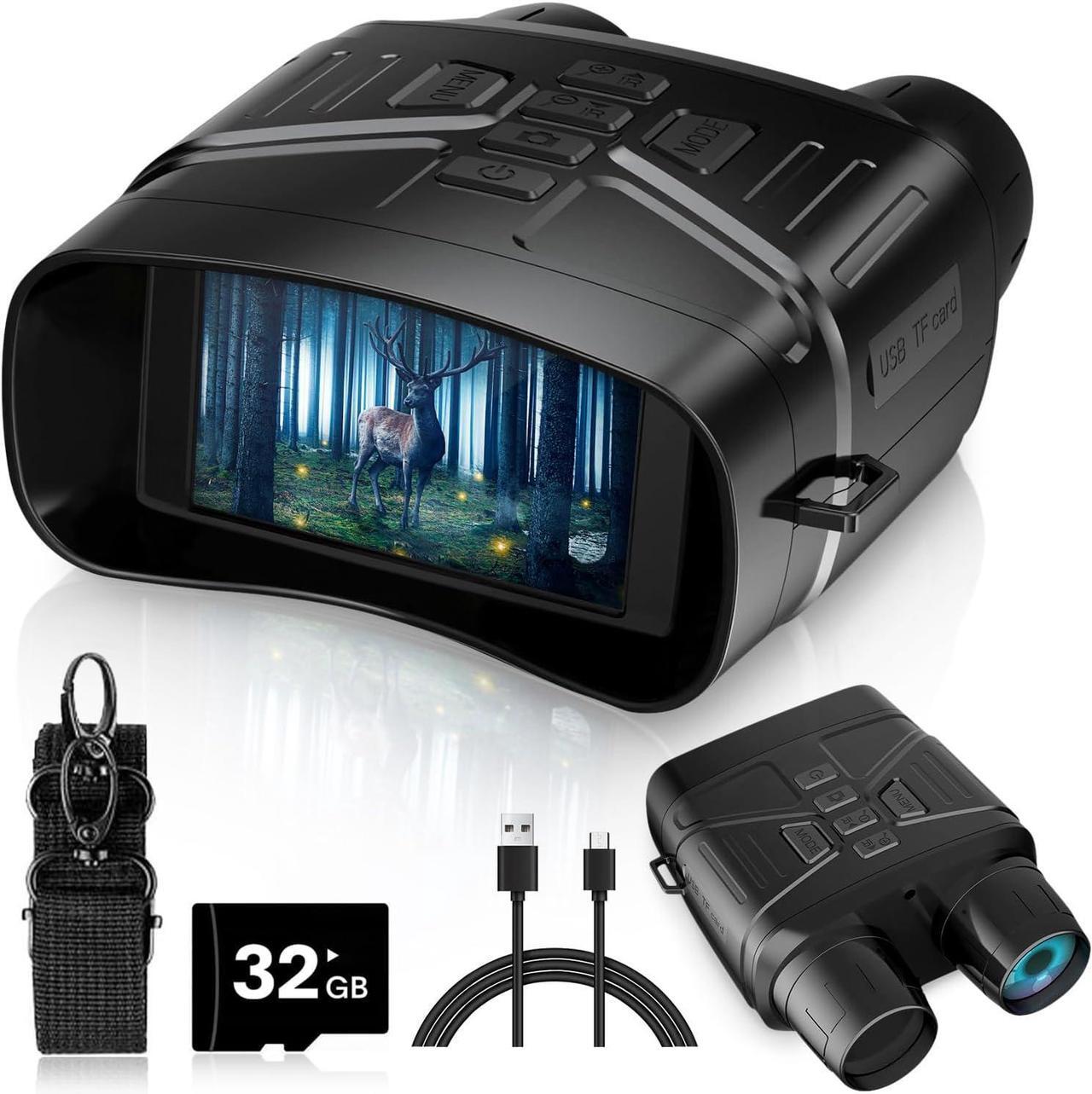 Main image of Vision Goggles - 4K Night Vision Binoculars for Adults, 3'' HD Screen Binoculars can Save Photo and Video with 32GB TF Card, Black