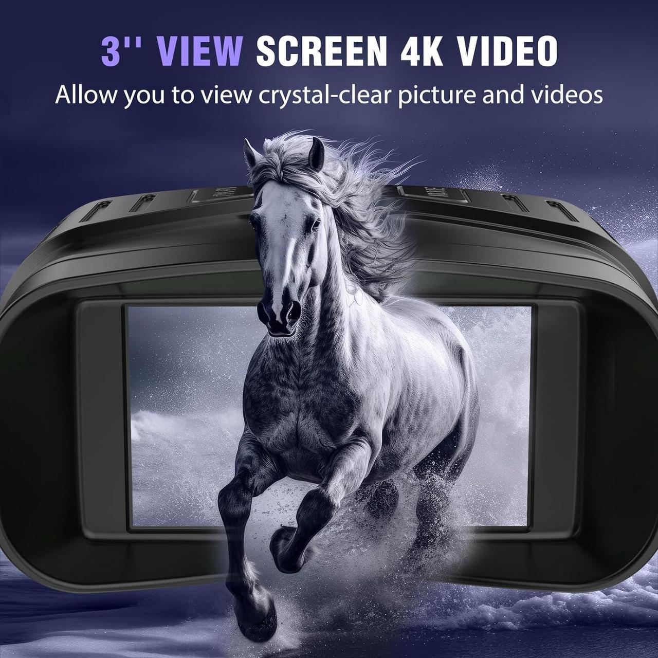 Alt view image 3 of 7 - Vision Goggles - 4K Night Vision Binoculars for Adults, 3'' HD Screen Binoculars can Save Photo and Video with 32GB TF Card, Black