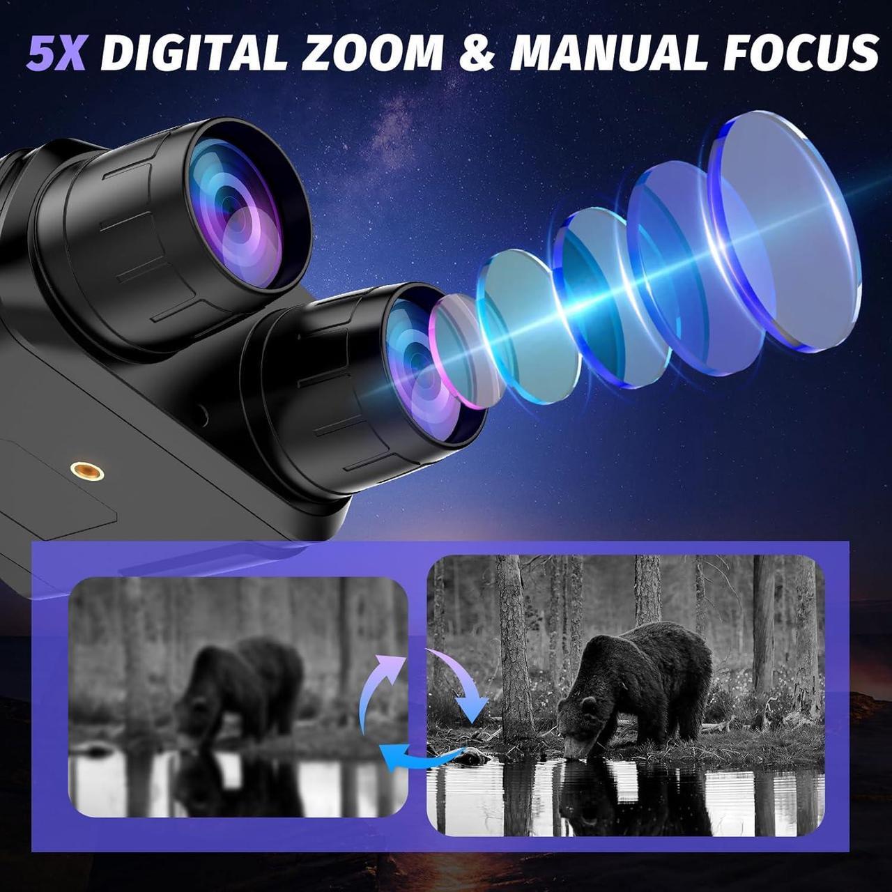 Alt view image 6 of 7 - Vision Goggles - 4K Night Vision Binoculars for Adults, 3'' HD Screen Binoculars can Save Photo and Video with 32GB TF Card, Black