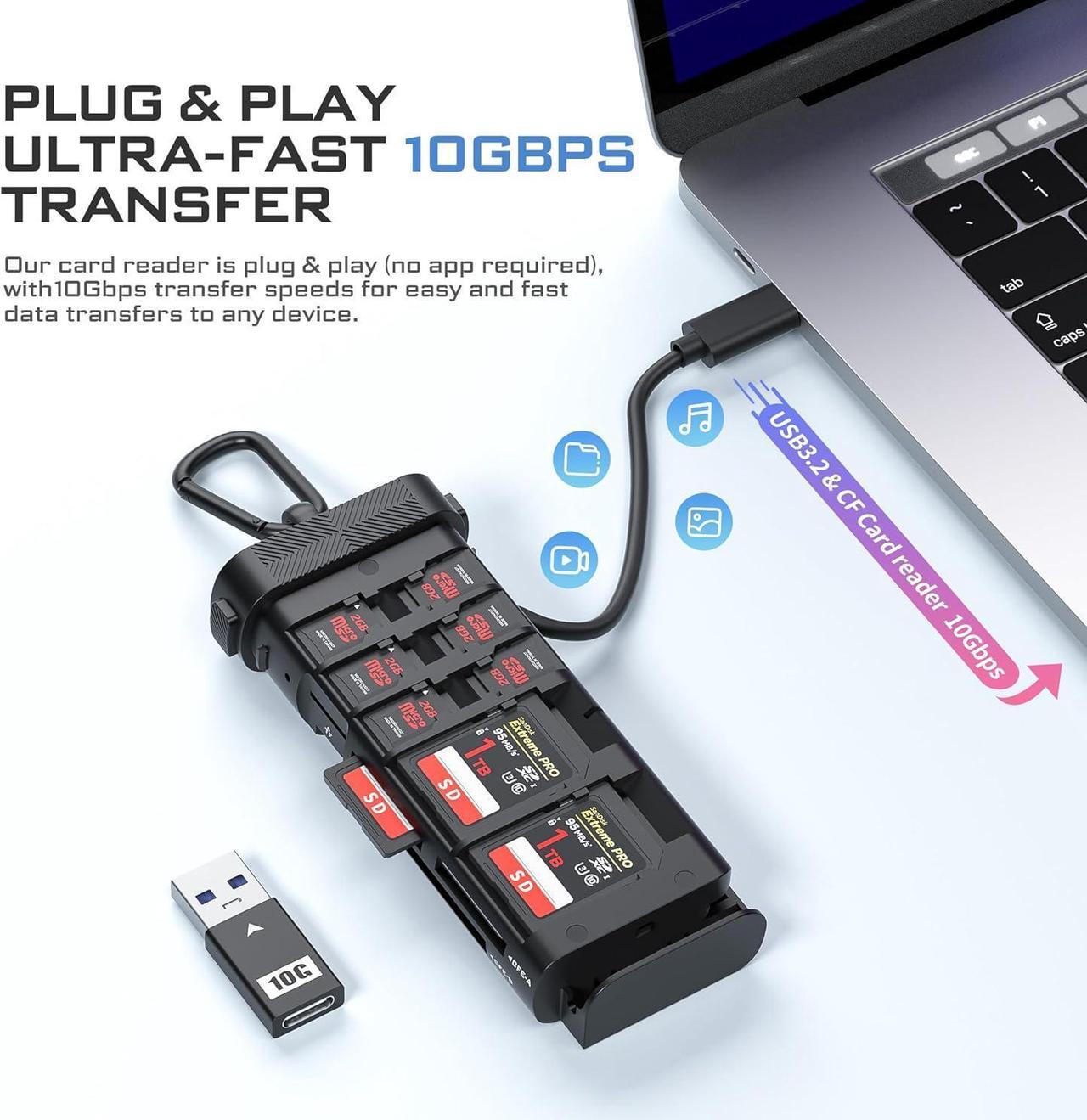 Alt view image 3 of 6 - USD 3.2 10GBps Pro Reader Versatile CF Express A,CF Express B, SD, and Micro SD Card Reader & Holder for Photography and Videography Professionals