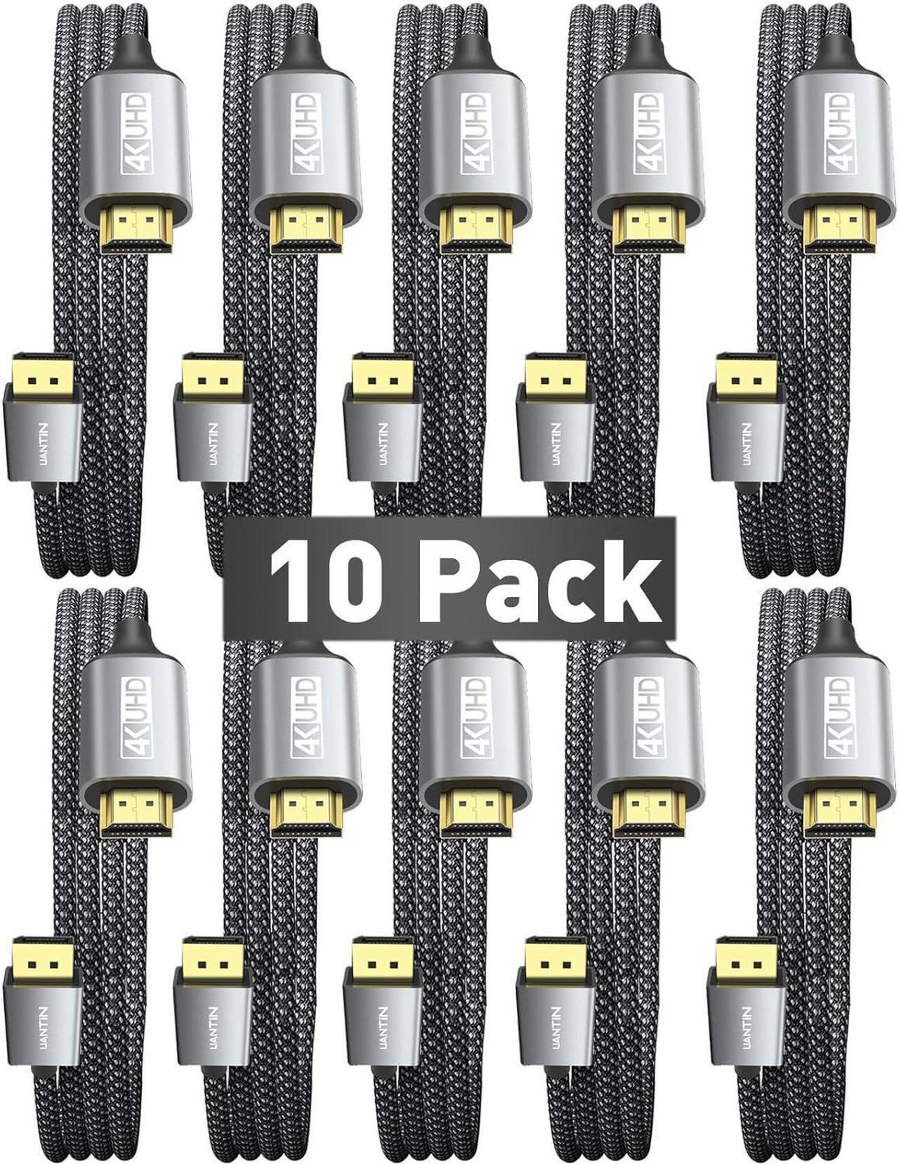 Main image of 10-Pack 4K DisplayPort to HDMI Cable 6Ft | 1080P@120Hz,1440P/2K@60Hz Uni-Directional DP to HDMI Male Braided Cord Display Port to HDMI Cable for ,,ThinkPad,HP,,NVIDIA