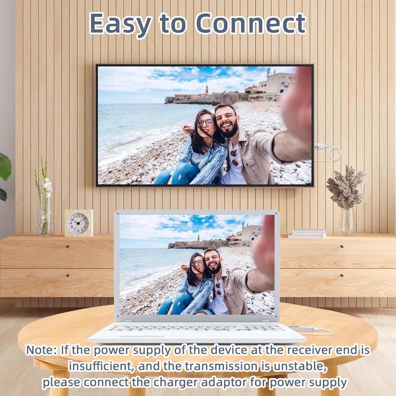 Alt view image 6 of 7 - Wireless HDMI Transmitter Receiver with Adapter 4K, 1080P 60HZ HDMI Wireless Extender, Plug & Play 2.4G/5G Wireless HDMI Kit for Streaming Video and Audio to Monitor from Laptop/PC/Projector