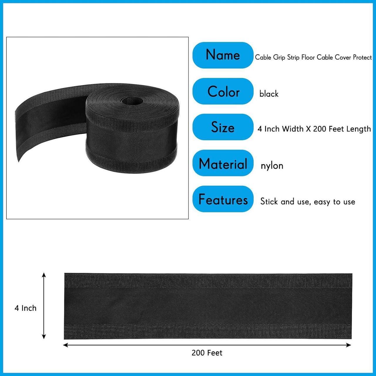 Alt view image 2 of 7 - Cord Cover Floor Carpet Cable Cover Floor Wire Cover Protector Cable Management for Office Carpet, Keep Cable Organized and Protect Cords (Black,4 Inch X 200 Feet)