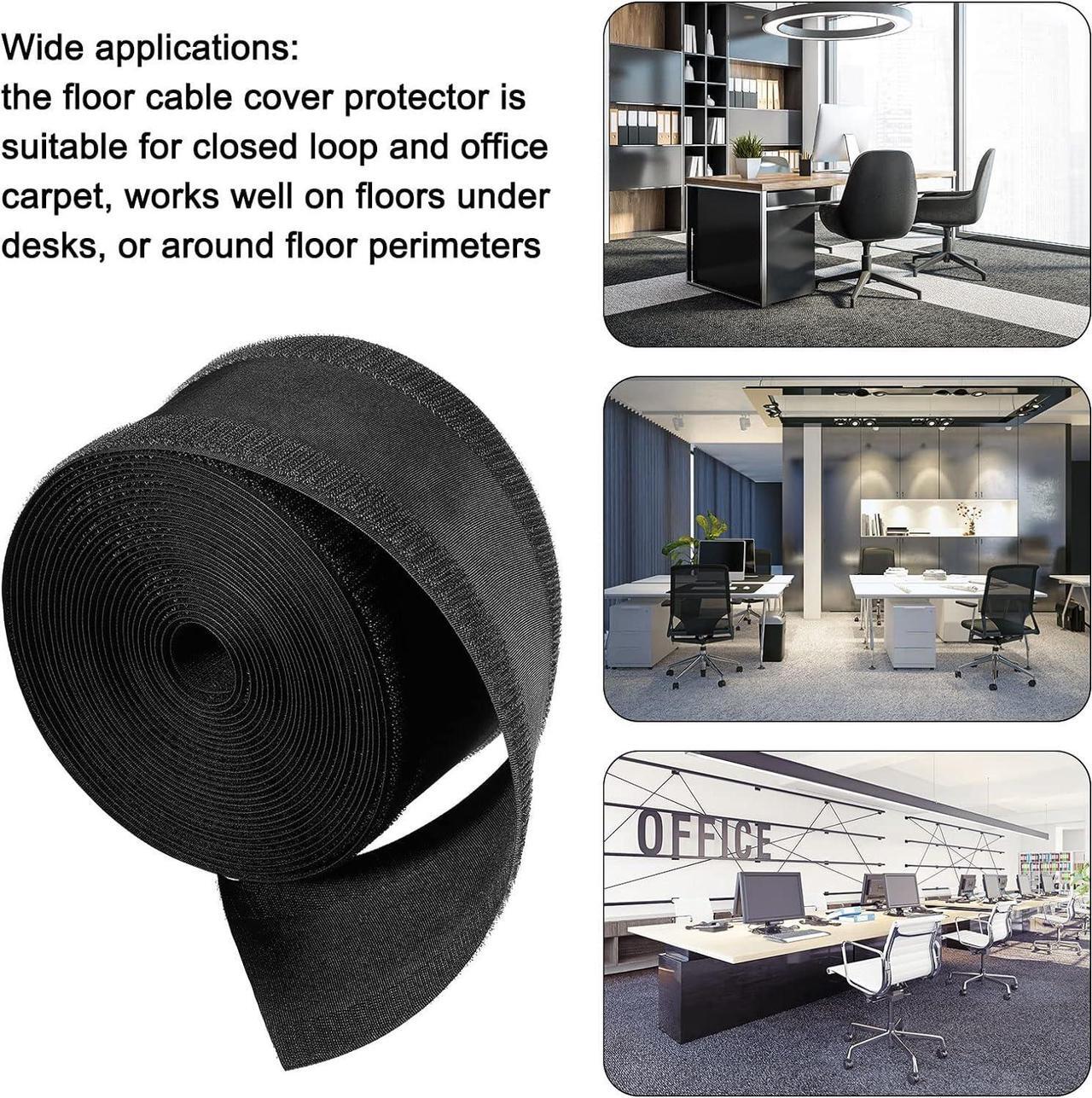 Alt view image 7 of 7 - Cord Cover Floor Carpet Cable Cover Floor Wire Cover Protector Cable Management for Office Carpet, Keep Cable Organized and Protect Cords (Black,4 Inch X 200 Feet)