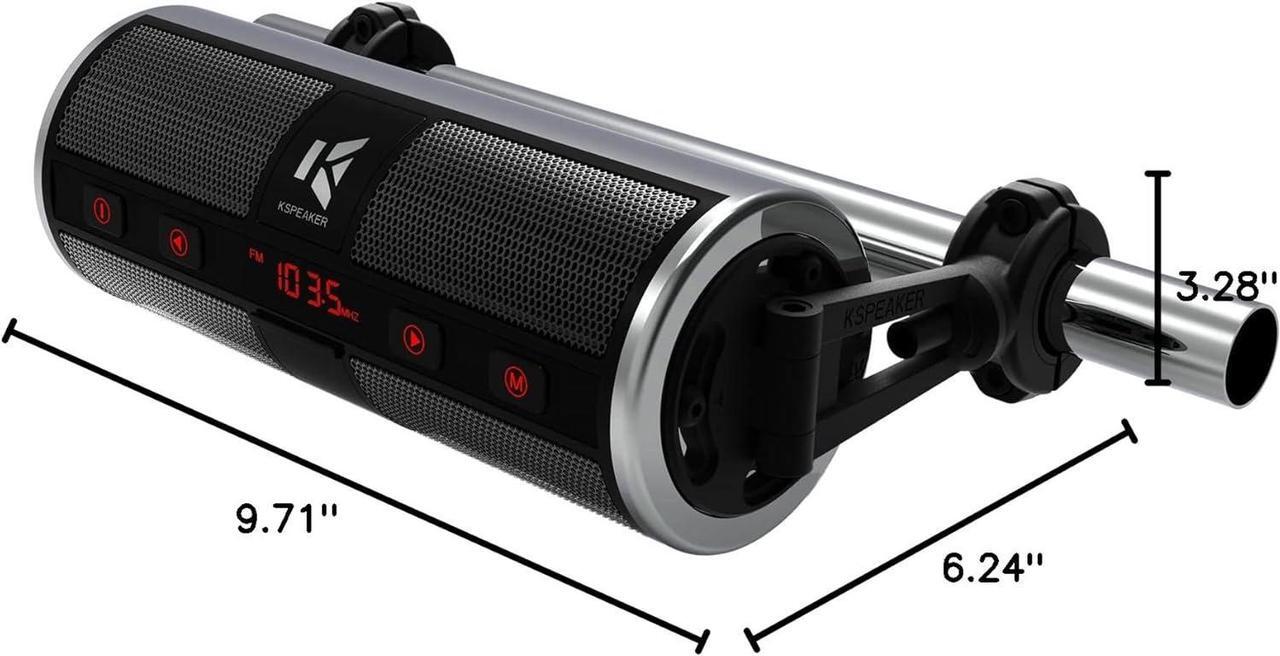 Alt view image 7 of 7 - Motorcycle Speakers Bluetooth Waterproof Radio Audio System Built-in Amplifier, Great for ATV, Scooter Bike,12 Volt Vehicle,3 Inch Metal Mp3 Player, K2ch