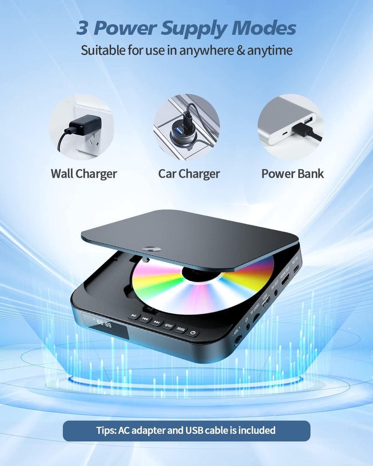 Alt view image 4 of 7 - Mini DVD Player - 1080P HD Compact Player for TVs with HDMI, All Region Free, CD/DVD, USB/TF Card, Remote Control, PAL/NTSC Support
