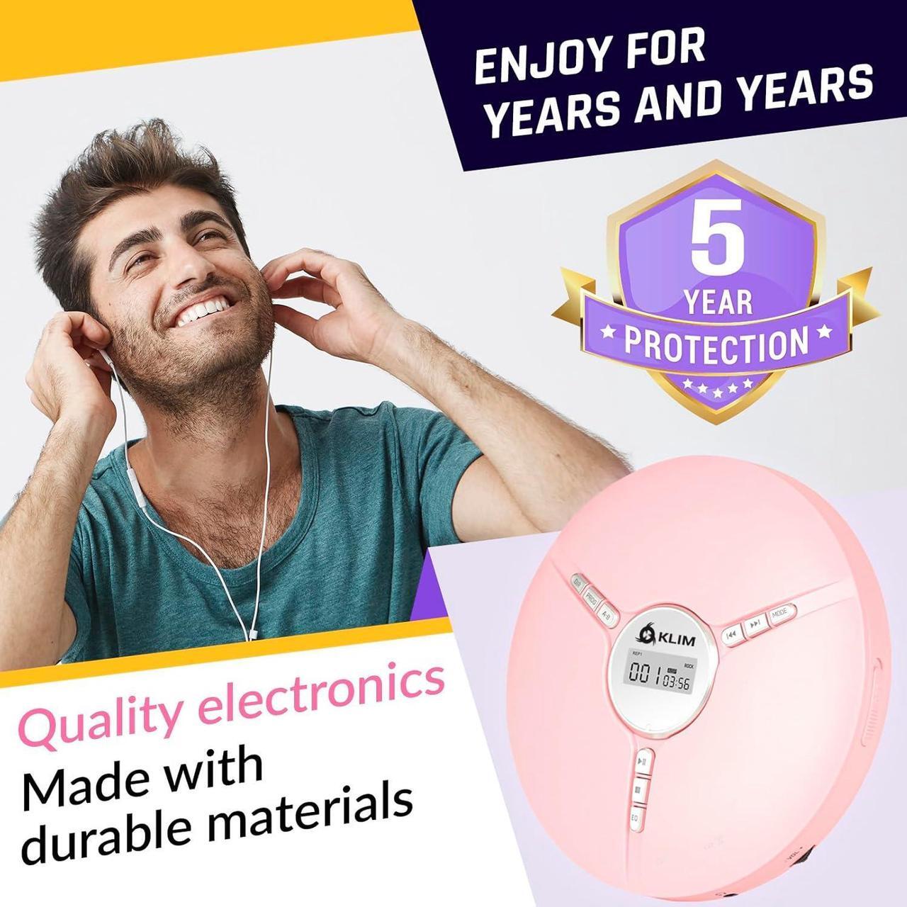 Alt view image 6 of 7 - Discman Portable CD Player with a Built-in Battery - New 2024 - Ideal Car CD Player with Earphones - Compatible CD-R CD-RW MP3 Compact Mini CD Players Personal CD Walkman - Pink