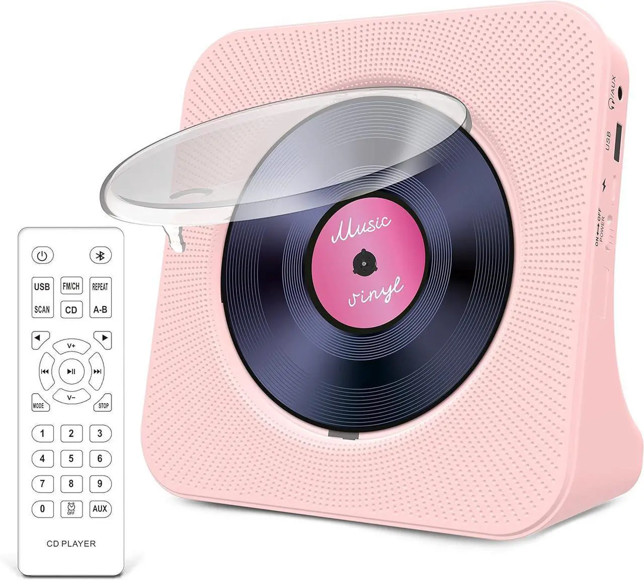 Main image of CD Player Portable with Bluetooth 5.0, HiFi Sound Speaker, CD Music Player with Remote Control, Dust Cover, FM Radio, LED Screen, Support AUX/USB, Headphone Jack for Home, Kids, Kpop, Gift