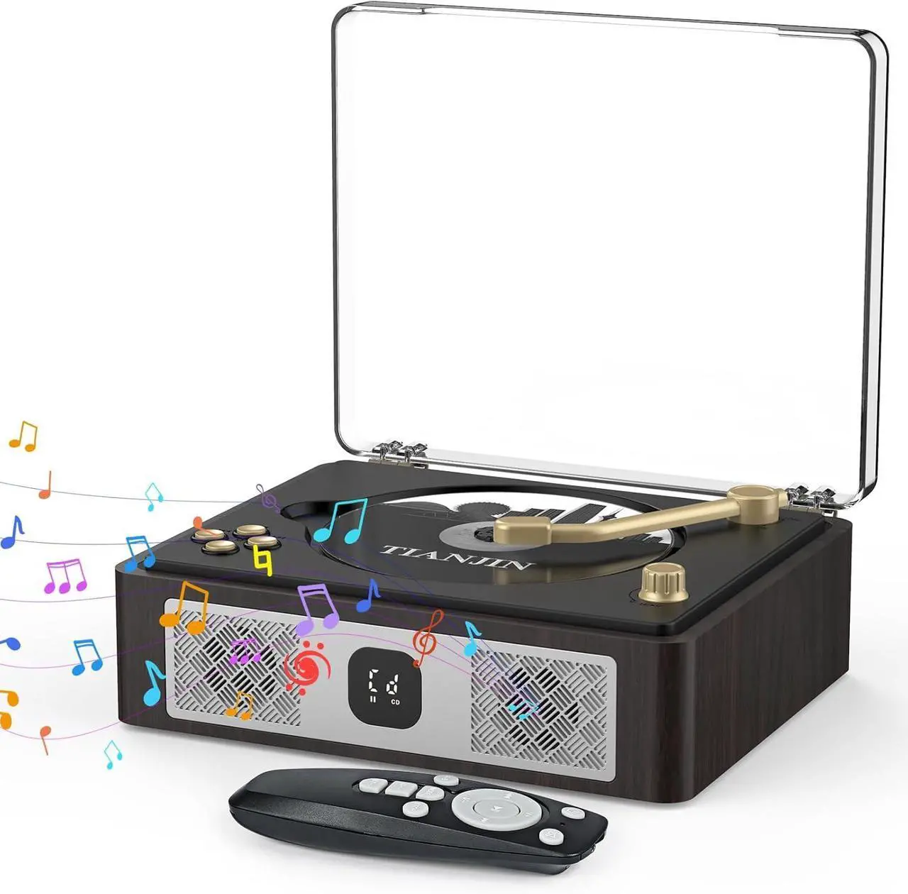 Main image of CD Player Portable with Bluetooth Retro Portable CD Player Desktop CD Players for Home Built-in Speakers Rechargeable Headphone Jack AUX-in Vintage CD Player