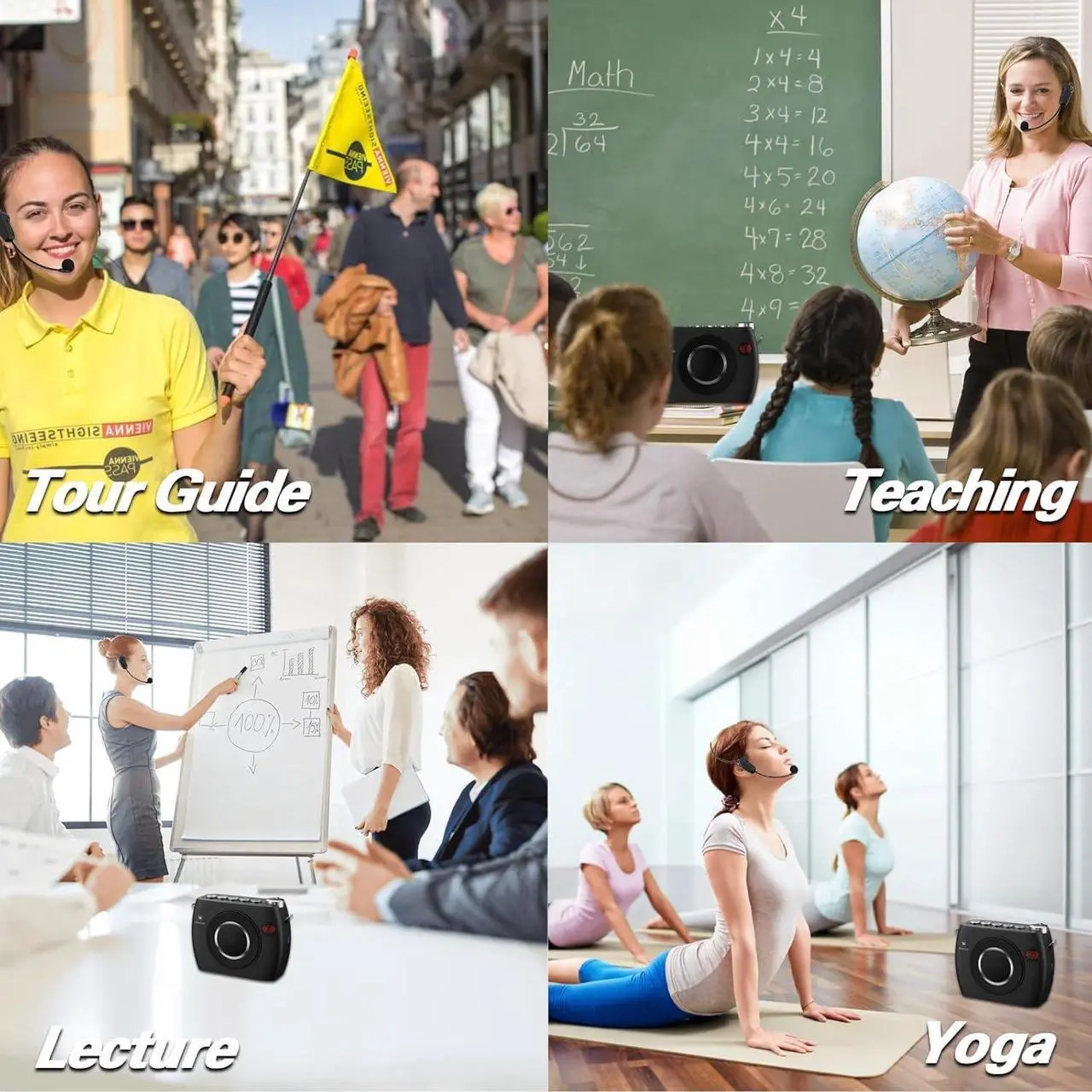 Alt view image 7 of 7 - Wireless Voice Amplifier with Dual Bluetooth Microphones Headset, Portable Pa System Bluetooth Speaker and Microphone, Megaphone Speaker Mic for Teachers, 25W High Capacity 8000mAh S96