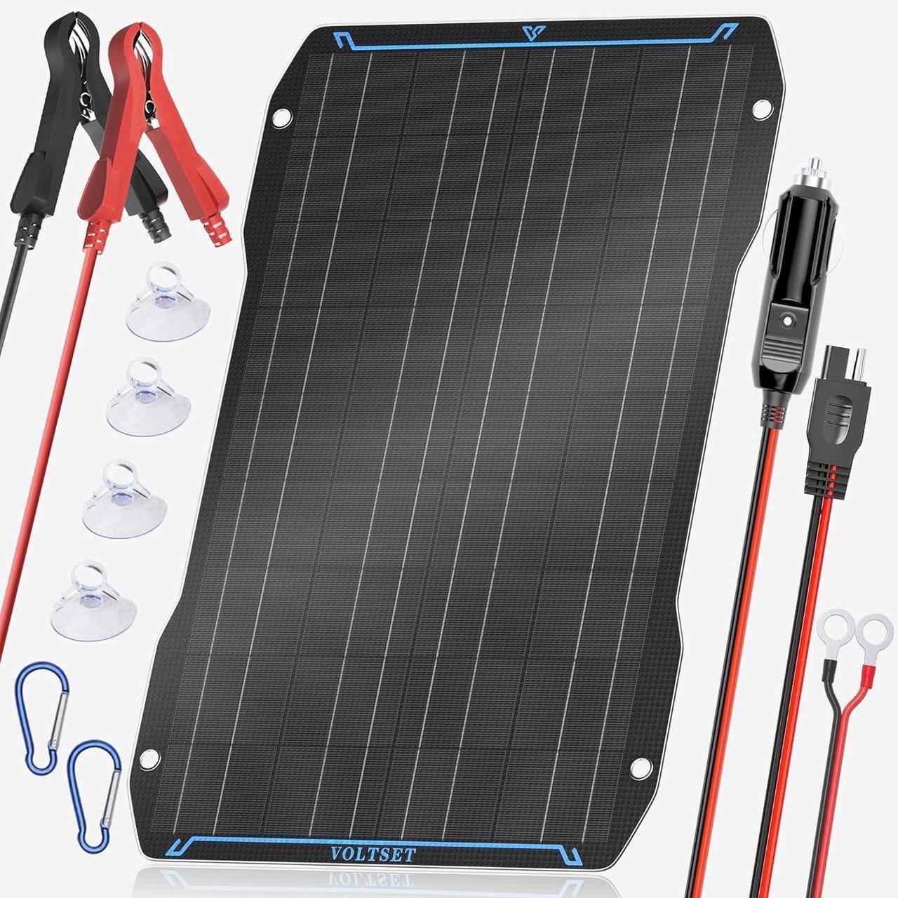 Main image of 30W 12V Solar Battery Charger Maintainer, Waterproof Solar Trickle Charger, Flexible Solar Panel with Built-in Controller for Boat RV Motorcycle Marine