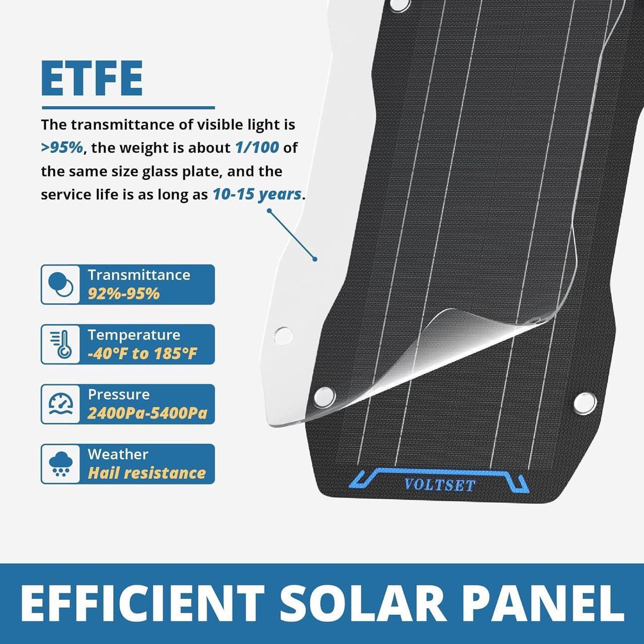 Alt view image 5 of 7 - 30W 12V Solar Battery Charger Maintainer, Waterproof Solar Trickle Charger, Flexible Solar Panel with Built-in Controller for Boat RV Motorcycle Marine