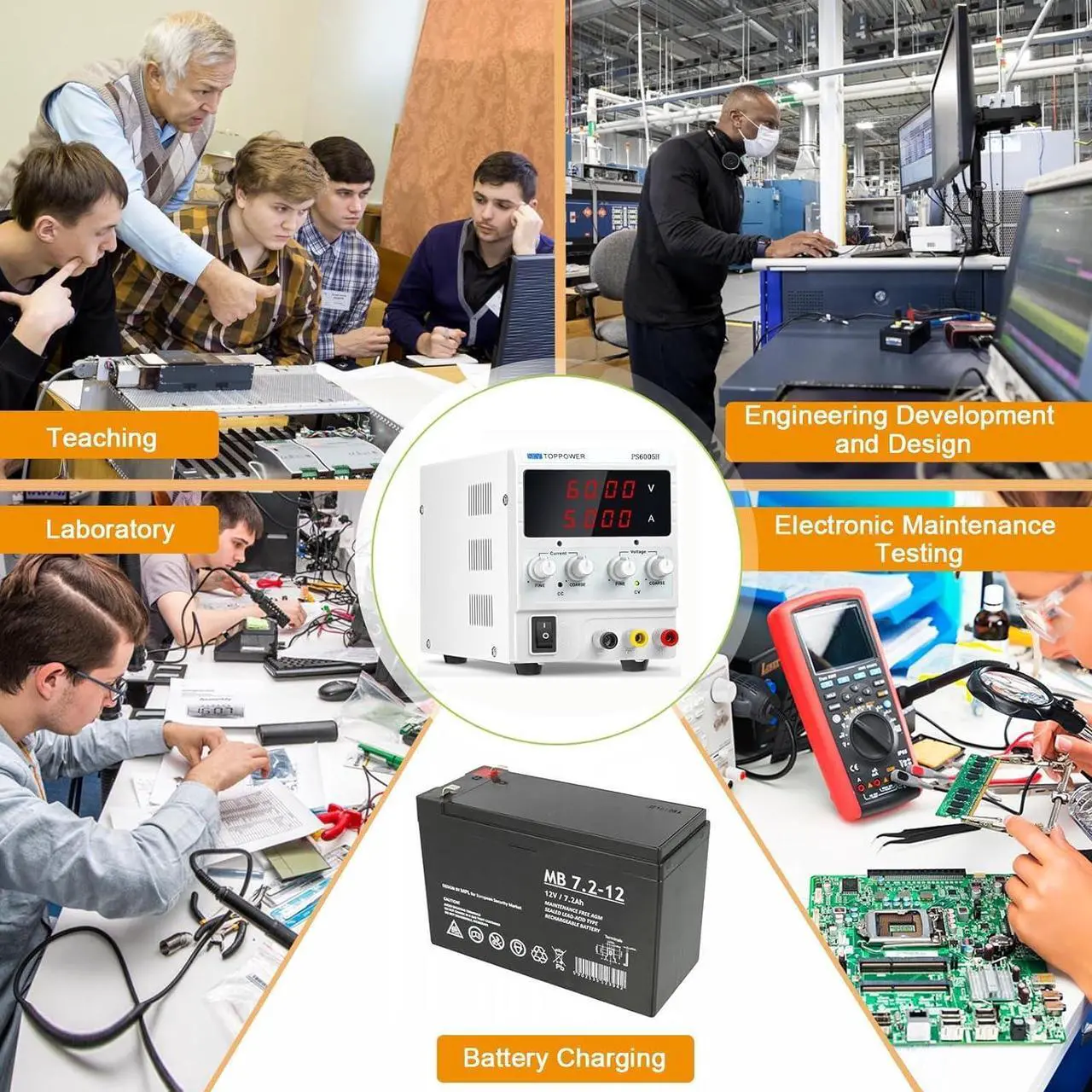 Alt view image 4 of 7 - DC Power Supply, 0-60V 0-5A Adjustable Bench Power Supply with 4 Digit Display, for Laboratory,Production Line,Car Repair,Scientific Research,School,Test,DIY,SKY TOPPOWER PS6005H