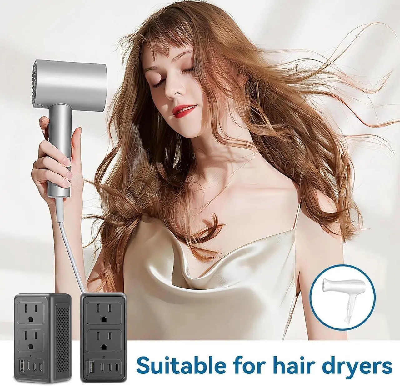 Alt view image 2 of 7 - 2000W 220V to 110V Converter, 220 to 110 Voltage Converter US to Europe for Hair Dryer with 2 USB A 2 USB C Ports,Power Converter Adapter Combo European Travel Plug Adapter from US to EU UK AU (2U2C)