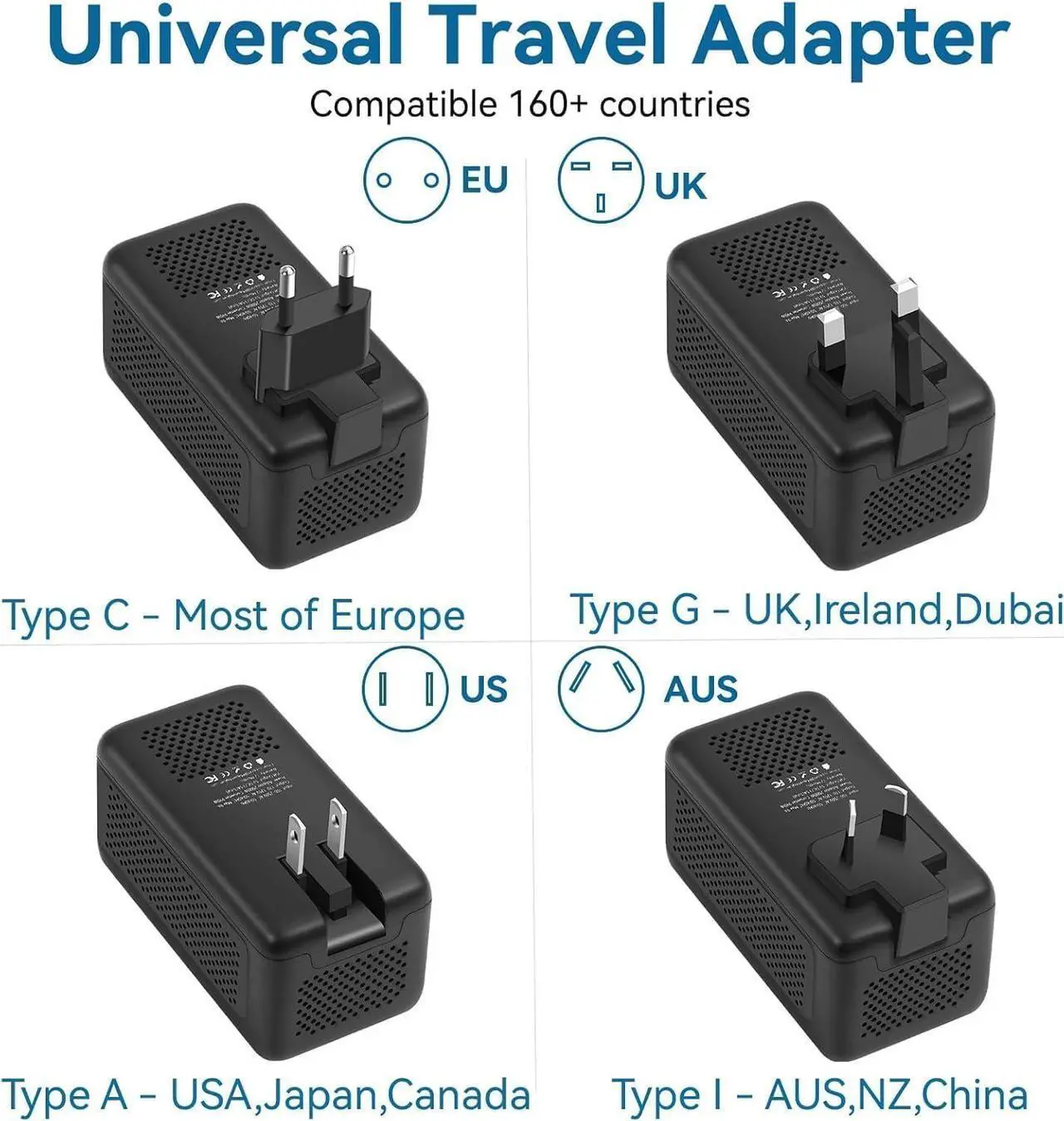 Alt view image 5 of 7 - 2000W 220V to 110V Converter, 220 to 110 Voltage Converter US to Europe for Hair Dryer with 2 USB A 2 USB C Ports,Power Converter Adapter Combo European Travel Plug Adapter from US to EU UK AU (2U2C)