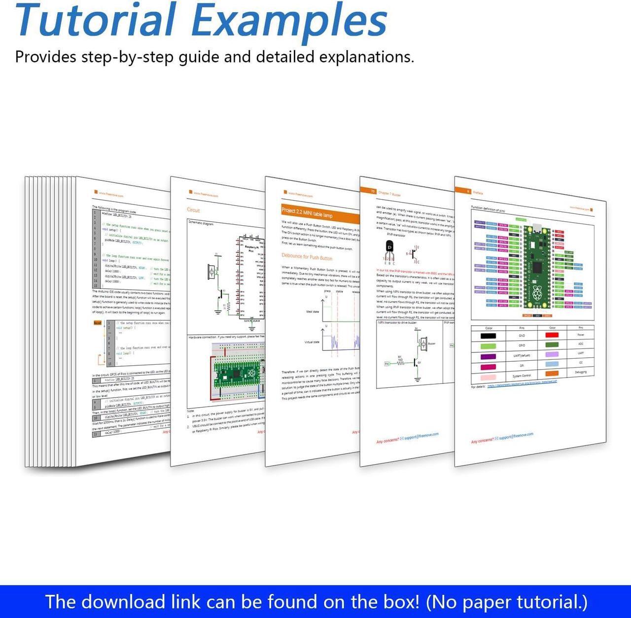 Alt view image 6 of 7 - Ultimate Starter Kit for Raspberry Pi Pico 2 W (Included), Dual Arm Cortex-M33 and Dual Hazard3 RISC-V Microcontroller, 767-Page Detailed Tutorial, 224 Items, 119 Projects, Python C Java Code