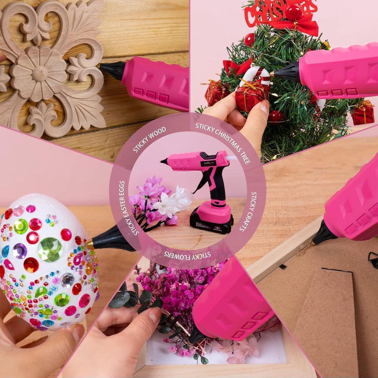 Alt view image 7 of 7 - Hot Glue Gun, 20V Pink Cordless Glue Gun with 30 PCS Full Size Glue Sticks, 2Ah Rechargeable Battery Glue Gun Kit for DIY, Arts & Craft, Decorations, Gift for Women