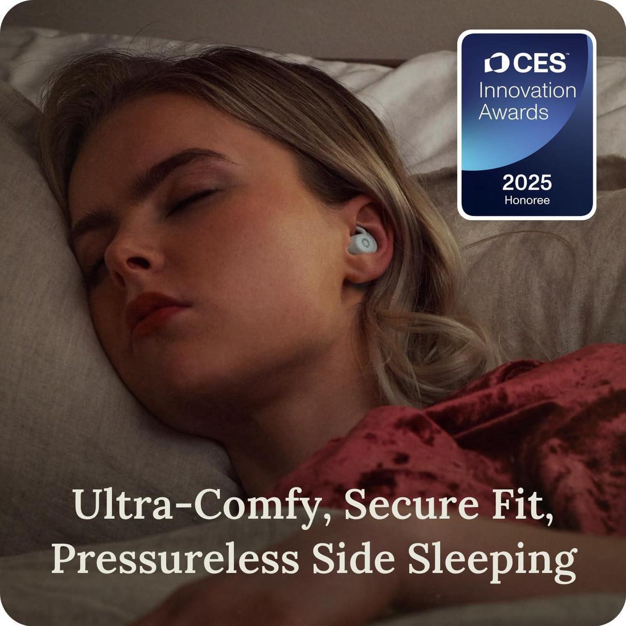 Alt view image 3 of 7 - Comfortable Side Sleeper Headphones | Up to 10 Hours of Bluetooth LE Streaming | Science-Backed Sleep Sounds | Snore Blocking Comfortable Earbuds