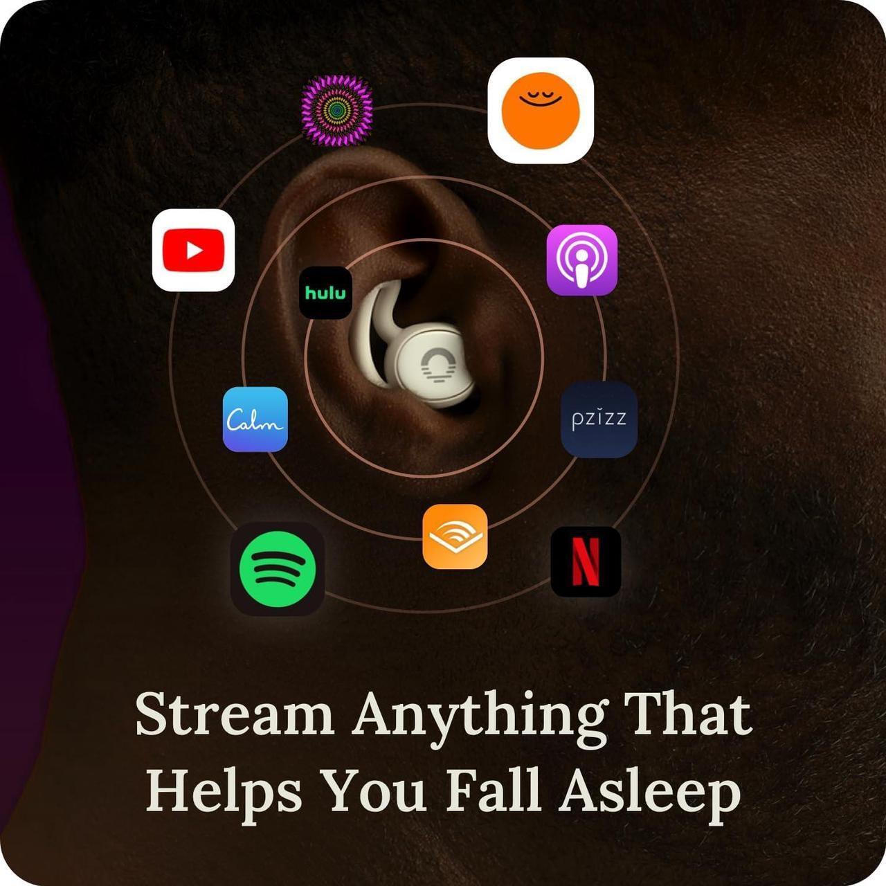 Alt view image 5 of 7 - Comfortable Side Sleeper Headphones | Up to 10 Hours of Bluetooth LE Streaming | Science-Backed Sleep Sounds | Snore Blocking Comfortable Earbuds