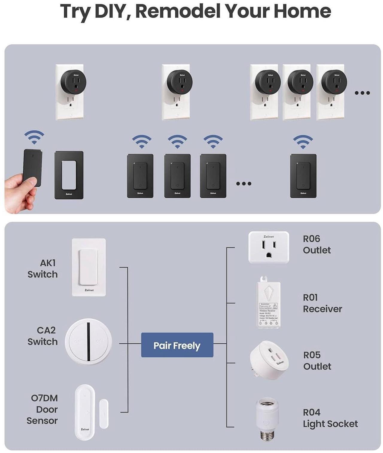 Alt view image 2 of 6 - Remote Control Outlet Plug Switch, Buckle Design & Removable Wireless Light Switch, 300 ft, 1500W On Off Power Switch for Household Appliances, No Wiring No WiFi, Programmable, Black(3 Pack)