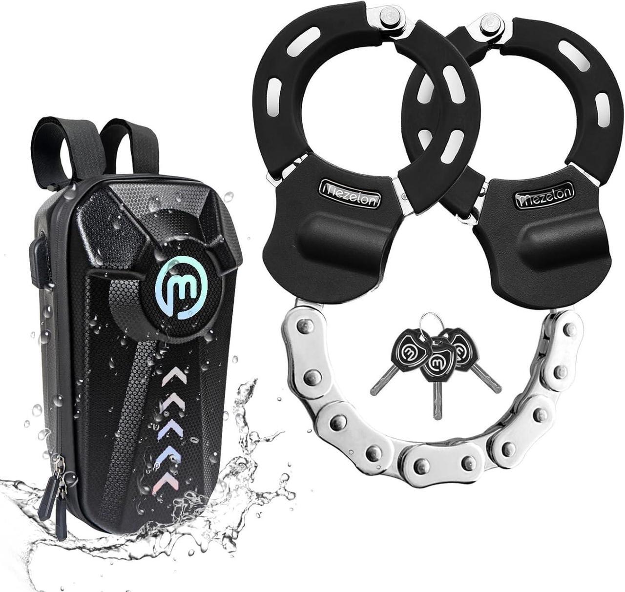 Main image of Electric Scooter Lock, 8mm Chain Lock Bike Locks Heavy Duty Anti Theft with 3 Keys and Waterproof Scooter Front Hanging Bag for E-Bike/Electric Scooters