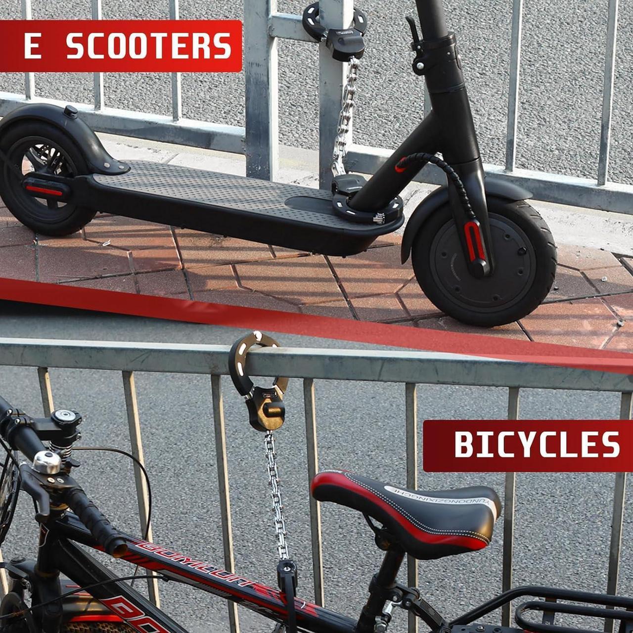 Alt view image 3 of 7 - Electric Scooter Lock, 8mm Chain Lock Bike Locks Heavy Duty Anti Theft with 3 Keys and Waterproof Scooter Front Hanging Bag for E-Bike/Electric Scooters