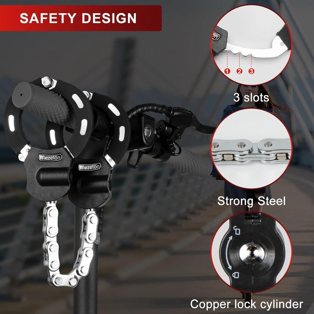 Alt view image 6 of 7 - Electric Scooter Lock, 8mm Chain Lock Bike Locks Heavy Duty Anti Theft with 3 Keys and Waterproof Scooter Front Hanging Bag for E-Bike/Electric Scooters