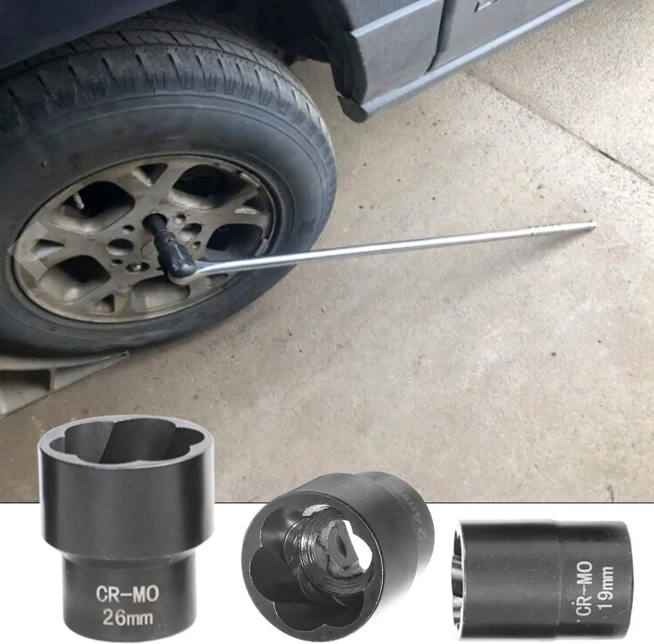 Alt view image 3 of 6 - 22 Piece Bolt Nut Extractor Set, 1/2" and 3/8" Drive Impact Lug Nut Remover Socket Tool, Wheel Lock Removal Kit for Extracting Damaged, Stripped Frozen Nuts & Screws Twist Socket Set