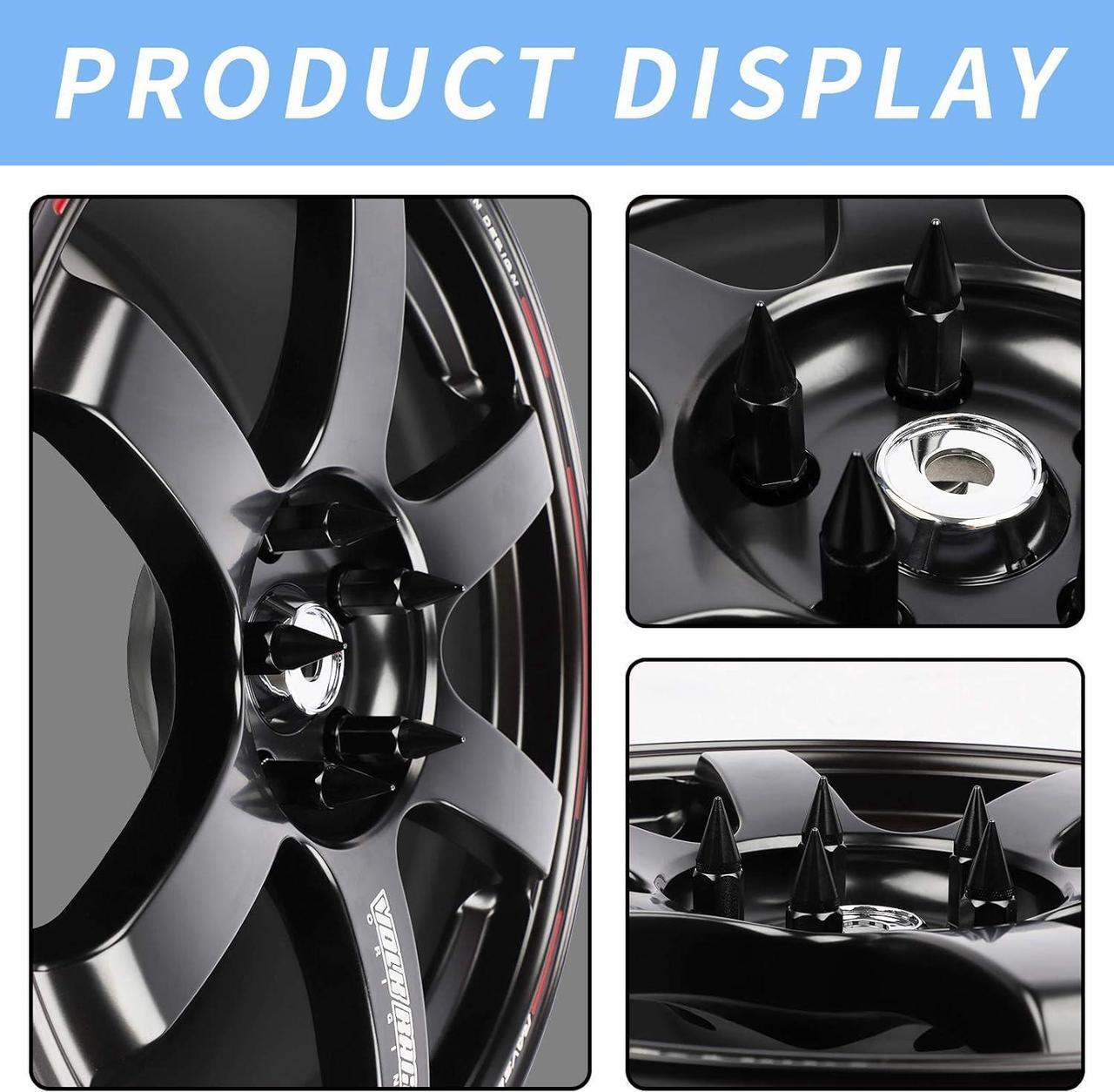 Alt view image 4 of 7 - 20Pcs Anti Theft Spikes Extended Tuner Wheel/Rims Lug Nut M12X1.5+Socket (Black)