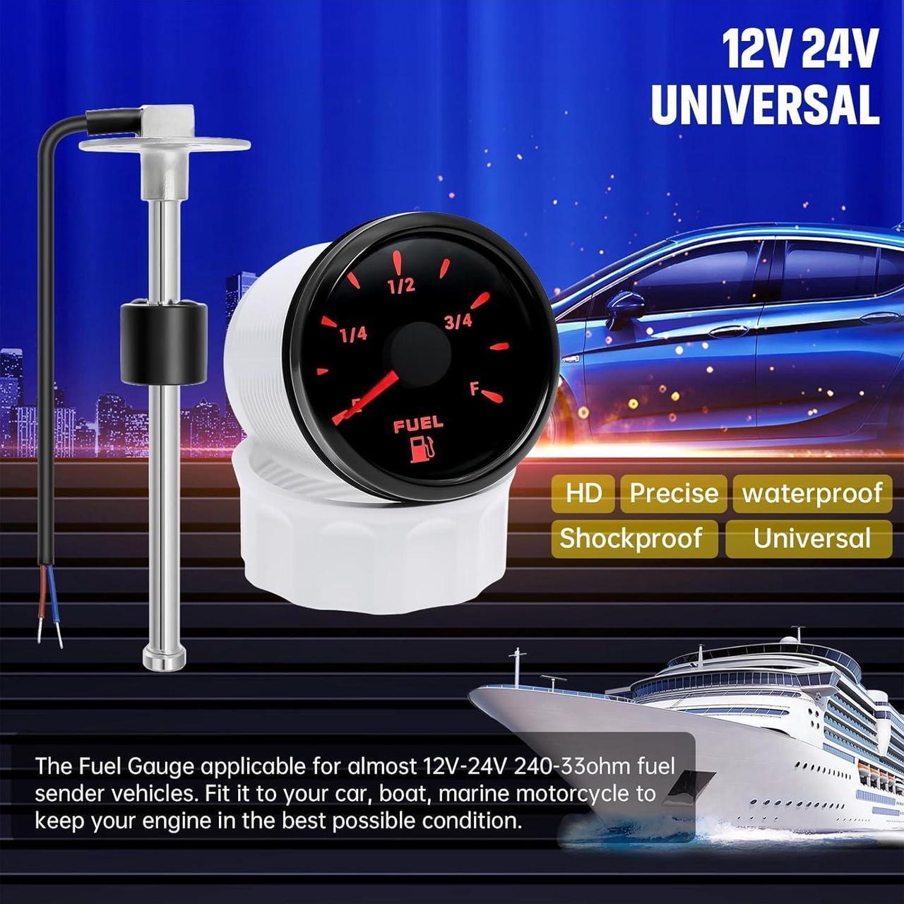 Alt view image 4 of 7 - Fuel Sending Unit and Gauge Kit, 240-33ohms 11" (275mm) Boat Marine Fuel Tank Sender Stainless Steel Gas Sensor for Car Truck Vehicle (Black)