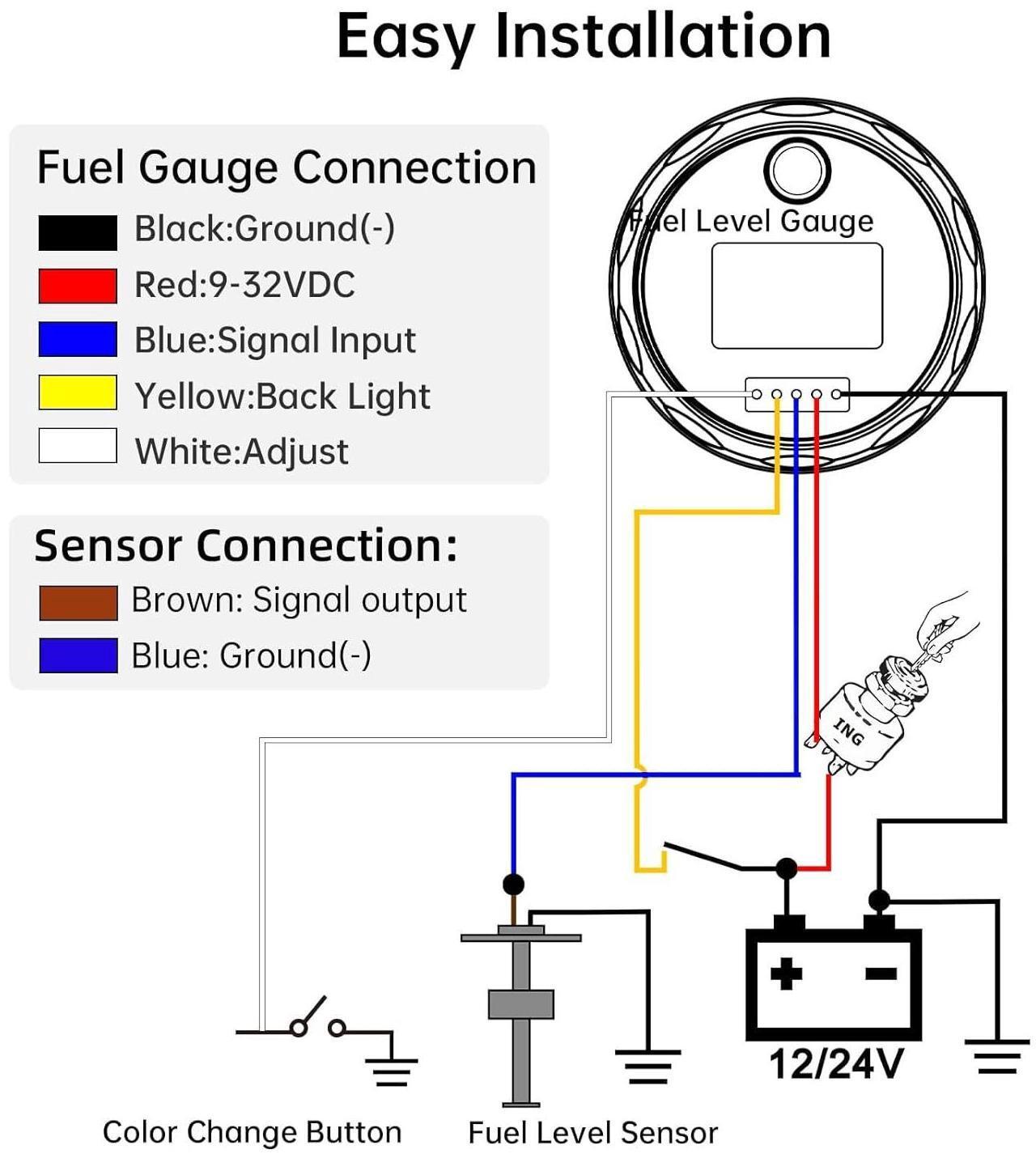 Alt view image 6 of 7 - Fuel Sending Unit and Gauge Kit, 240-33ohms 11" (275mm) Boat Marine Fuel Tank Sender Stainless Steel Gas Sensor for Car Truck Vehicle (Black)