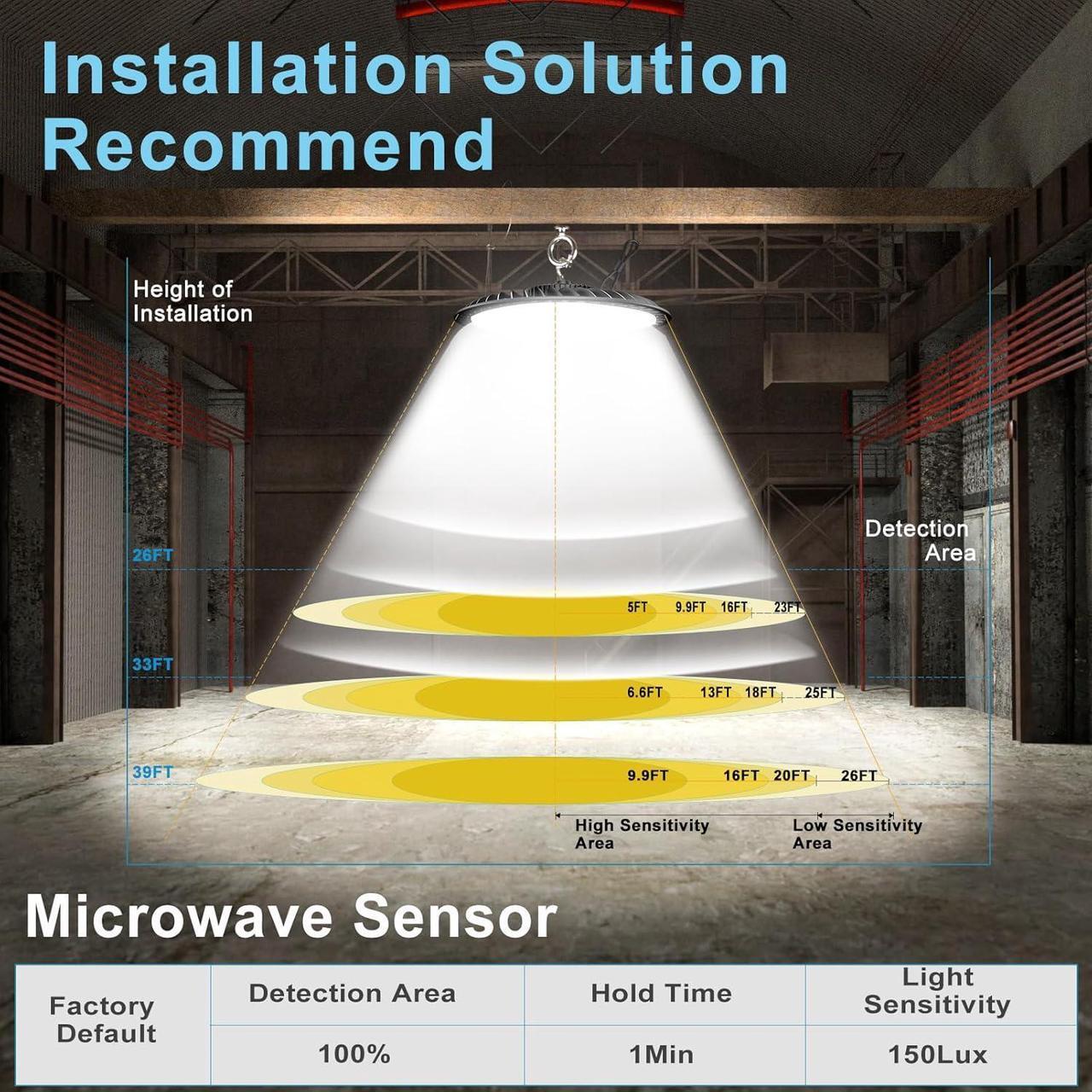 Alt view image 5 of 7 - Smart 200W UFO LED High Bay Light 30000LM Warehouse Lighting with Remote Control (Supports Normal Mode & Motion Mode) ETL-Listed Plug and Play for 25-35FT Height Warehouse-6Yrs Warranty-4Pack
