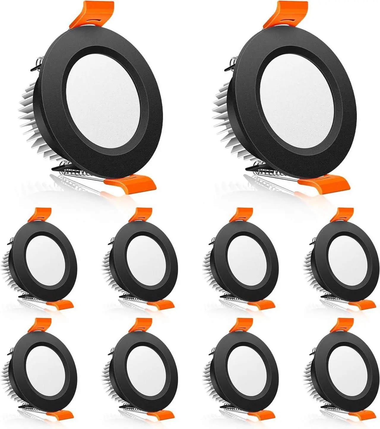 Main image of 2 Inch LED Downlight, 3W Recessed Lighting Dimmable Ceiling Light Kit, 3000K Warm White, CRI80 Black LED Can Lights with LED Driver(35W Halogen Equivalent), 10 Pack